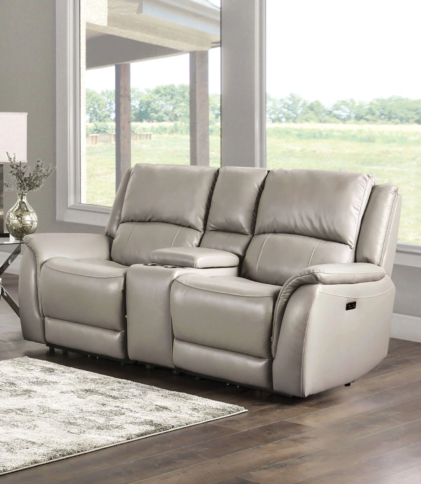 Gorgius Light Gray Power Loveseat