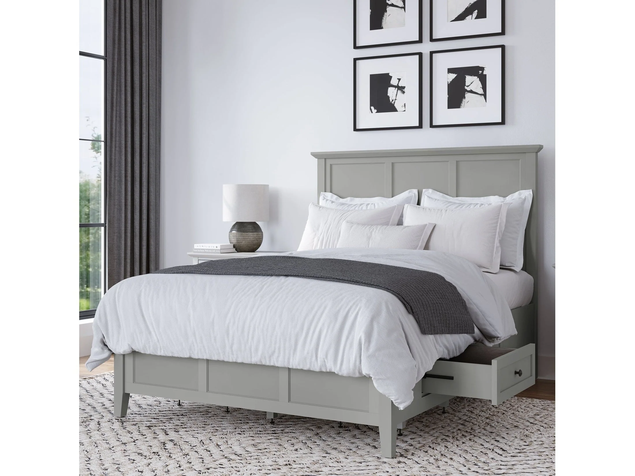 Grace Four Drawer California King Platform Storage Bed in Elephant Gray