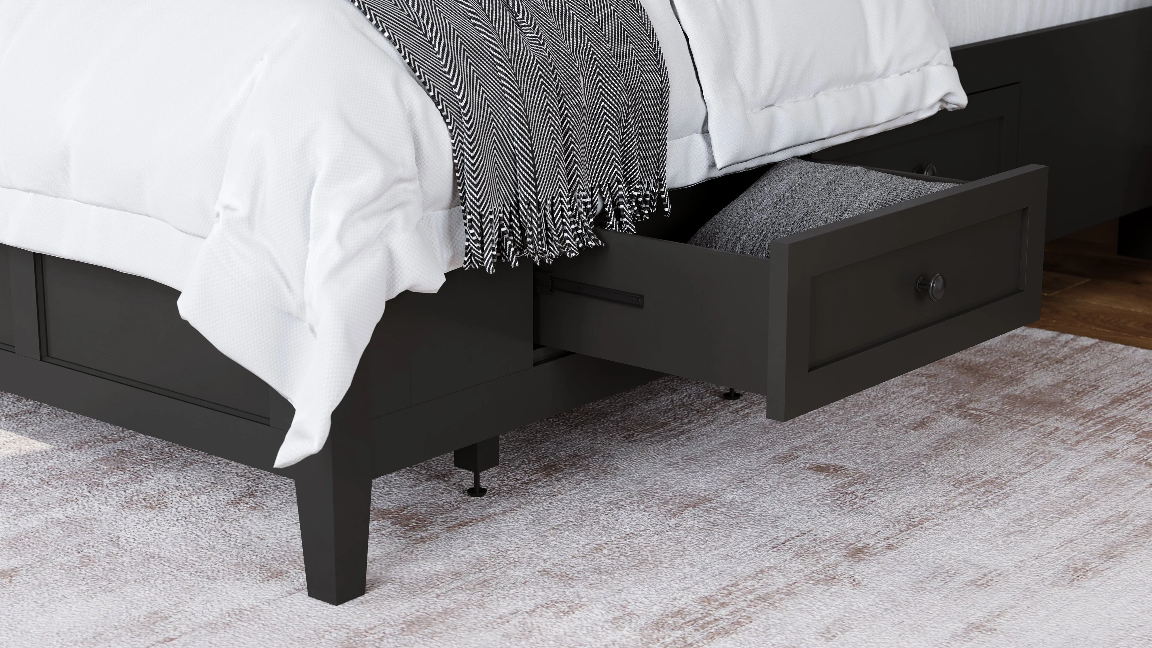 Grace Four Drawer California King Platform Storage Bed in Raven Black - Image 2