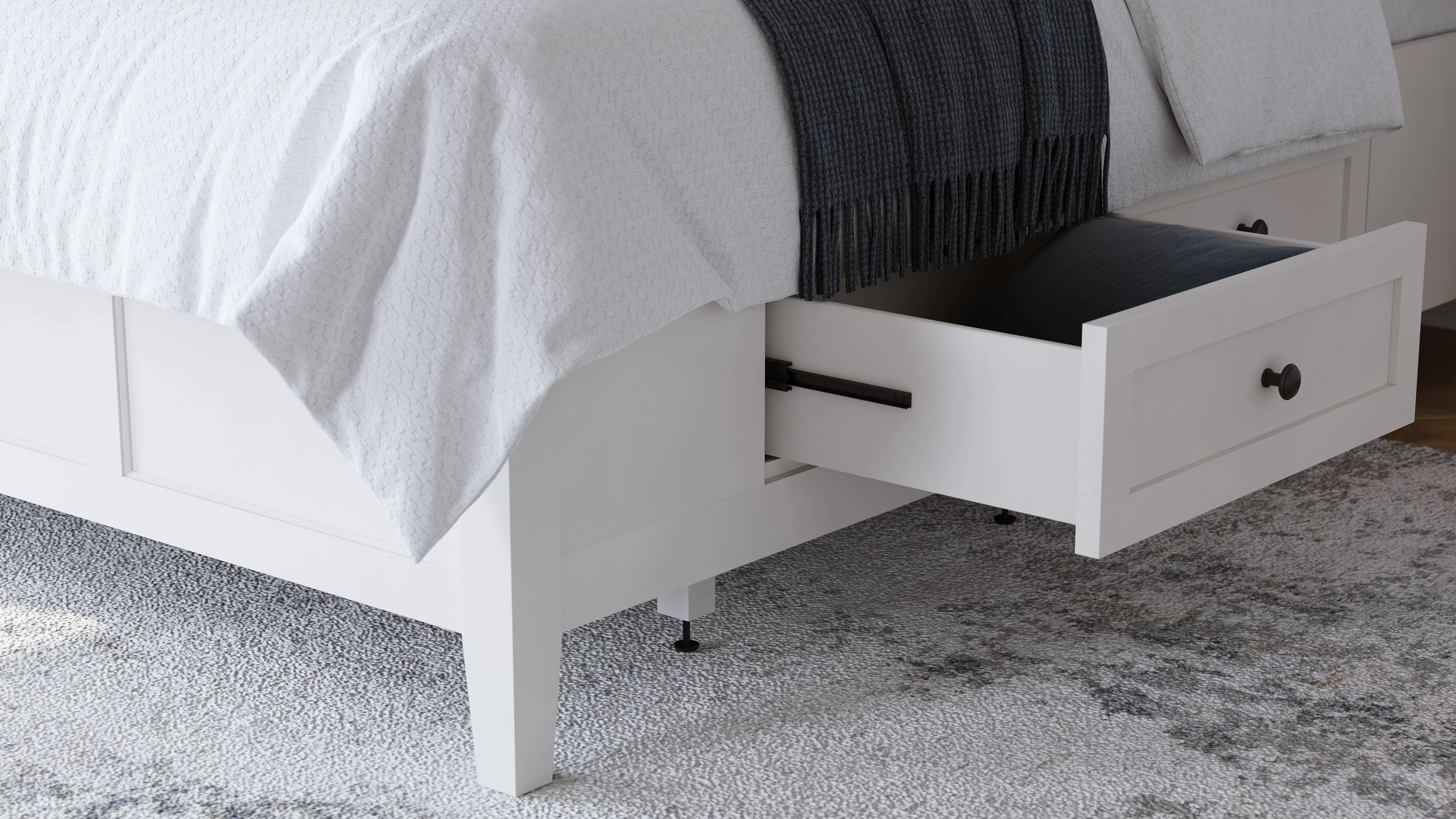 Grace Four Drawer Eastern King Platform Storage Bed in Snowfall White - Image 2