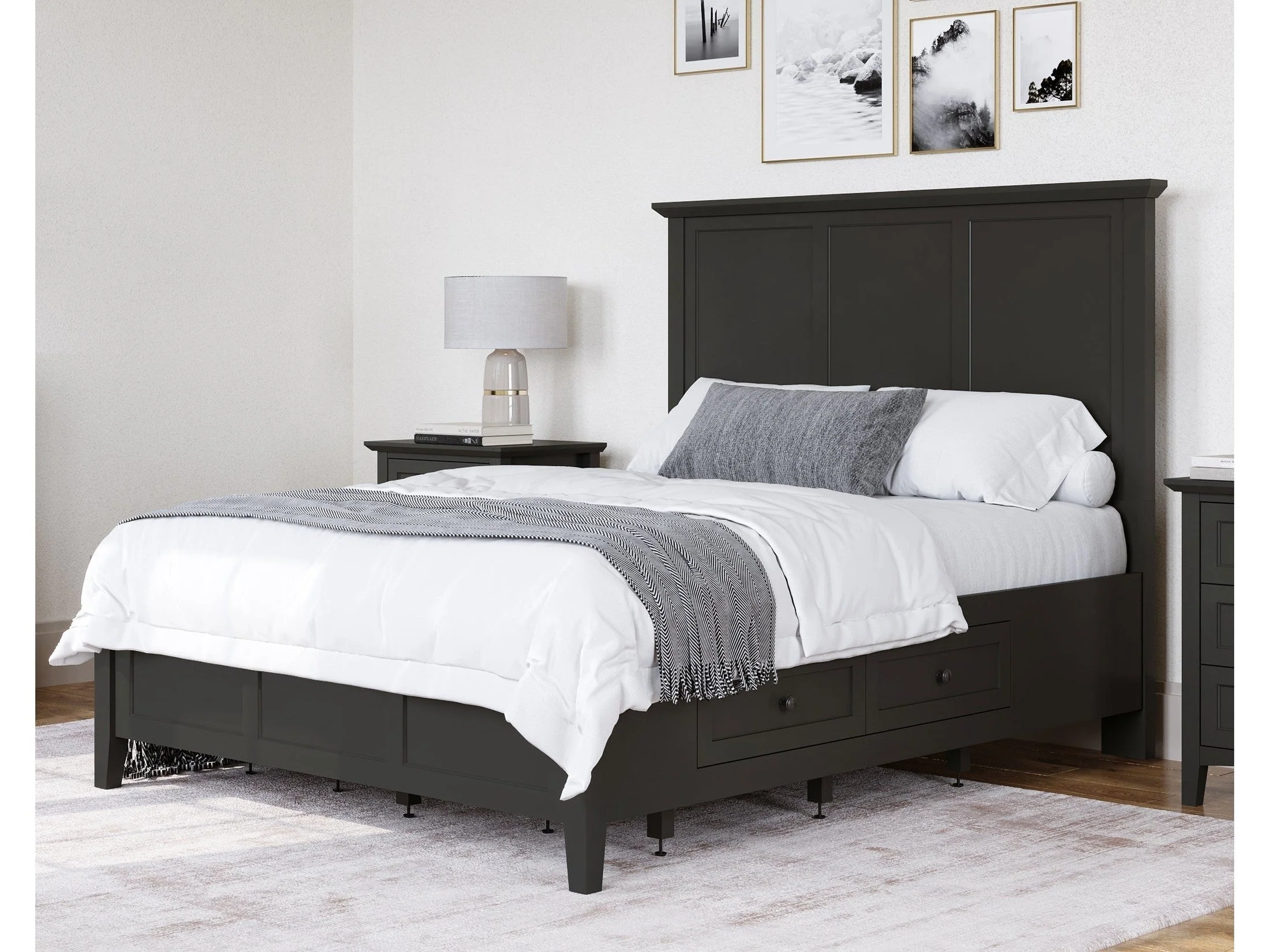 Grace Four Drawer Full Platform Storage Bed in Raven Black