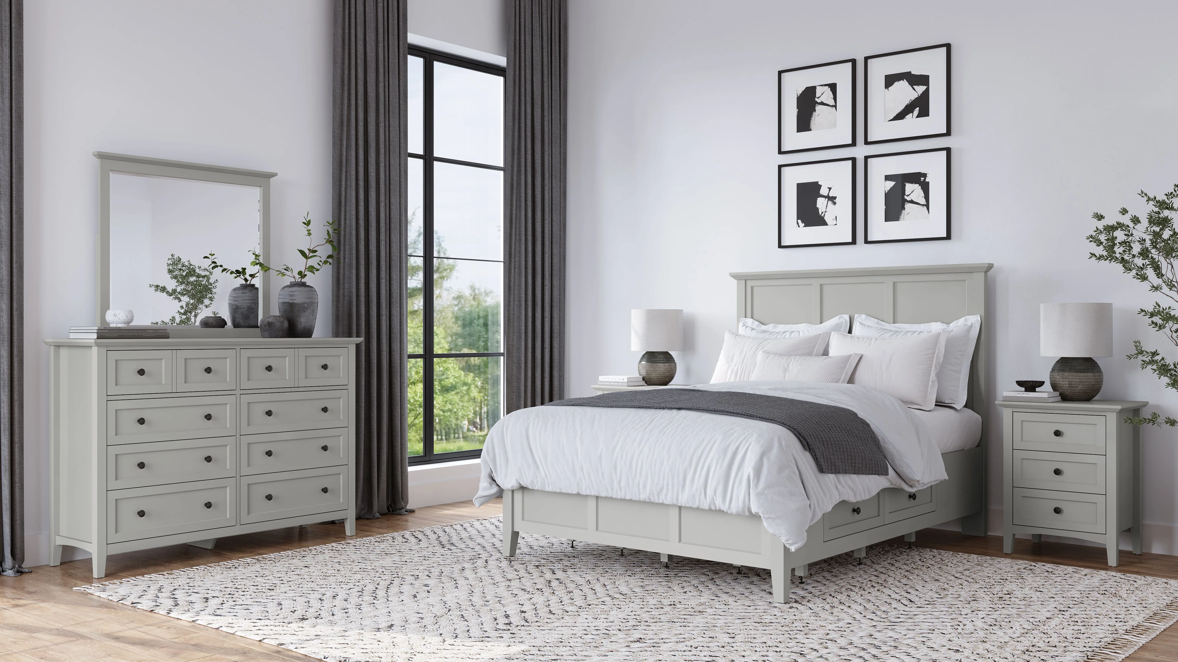 Grace Four Drawer Queen Platform Storage Bed in Elephant Gray - Image 9