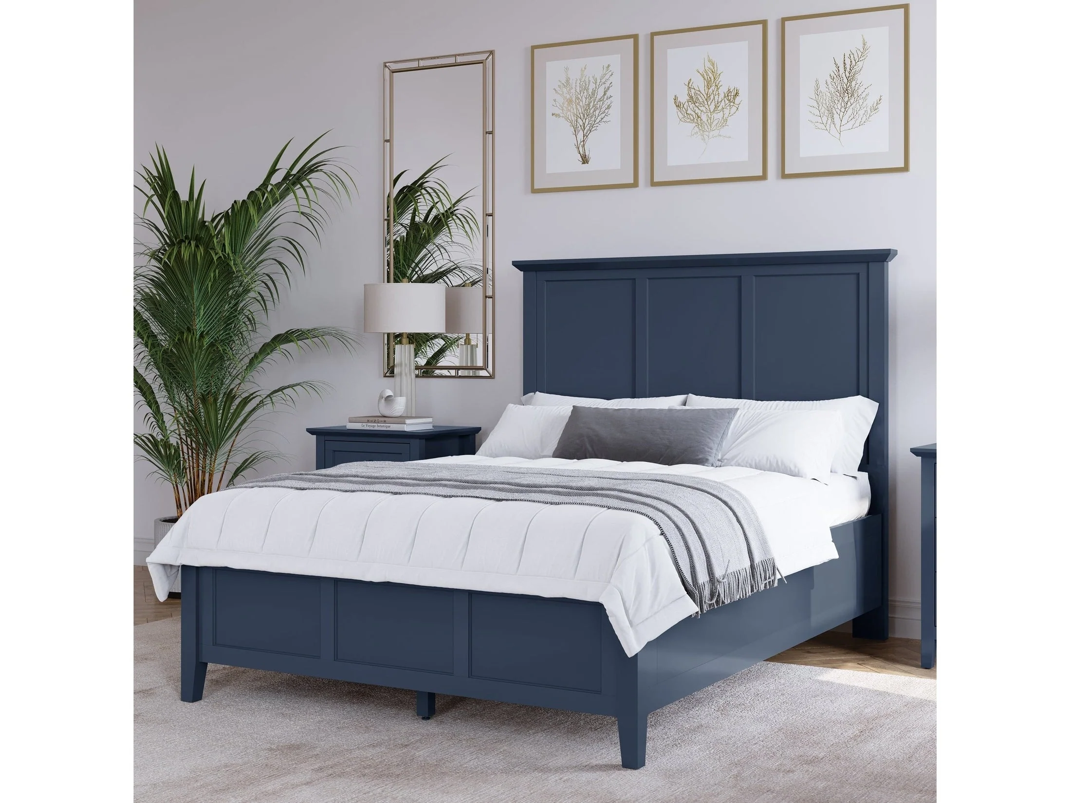 Grace Three California King Panel Bed in Blueberry