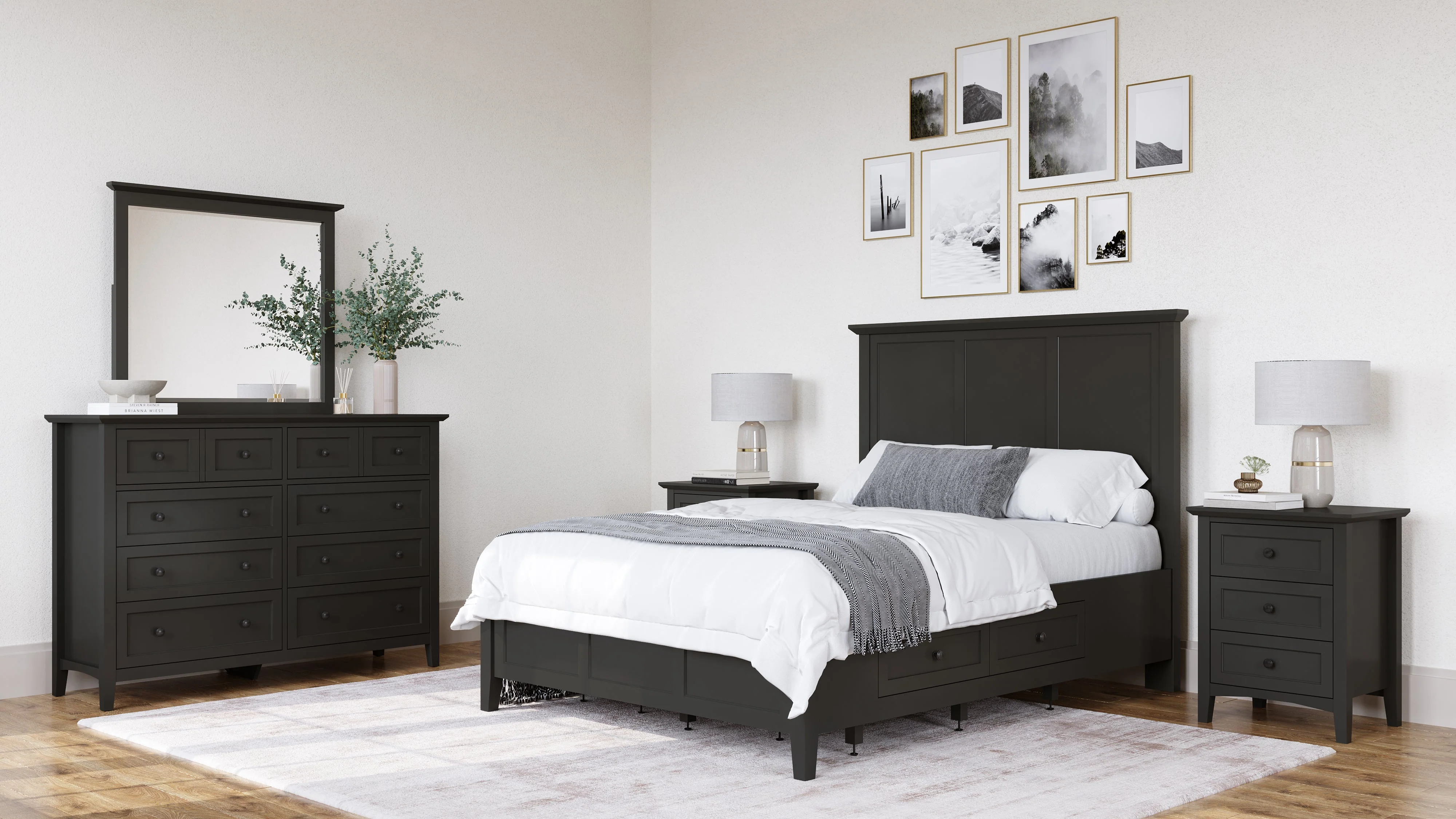 Grace Three Drawer Nightstand in Raven Black - Image 7