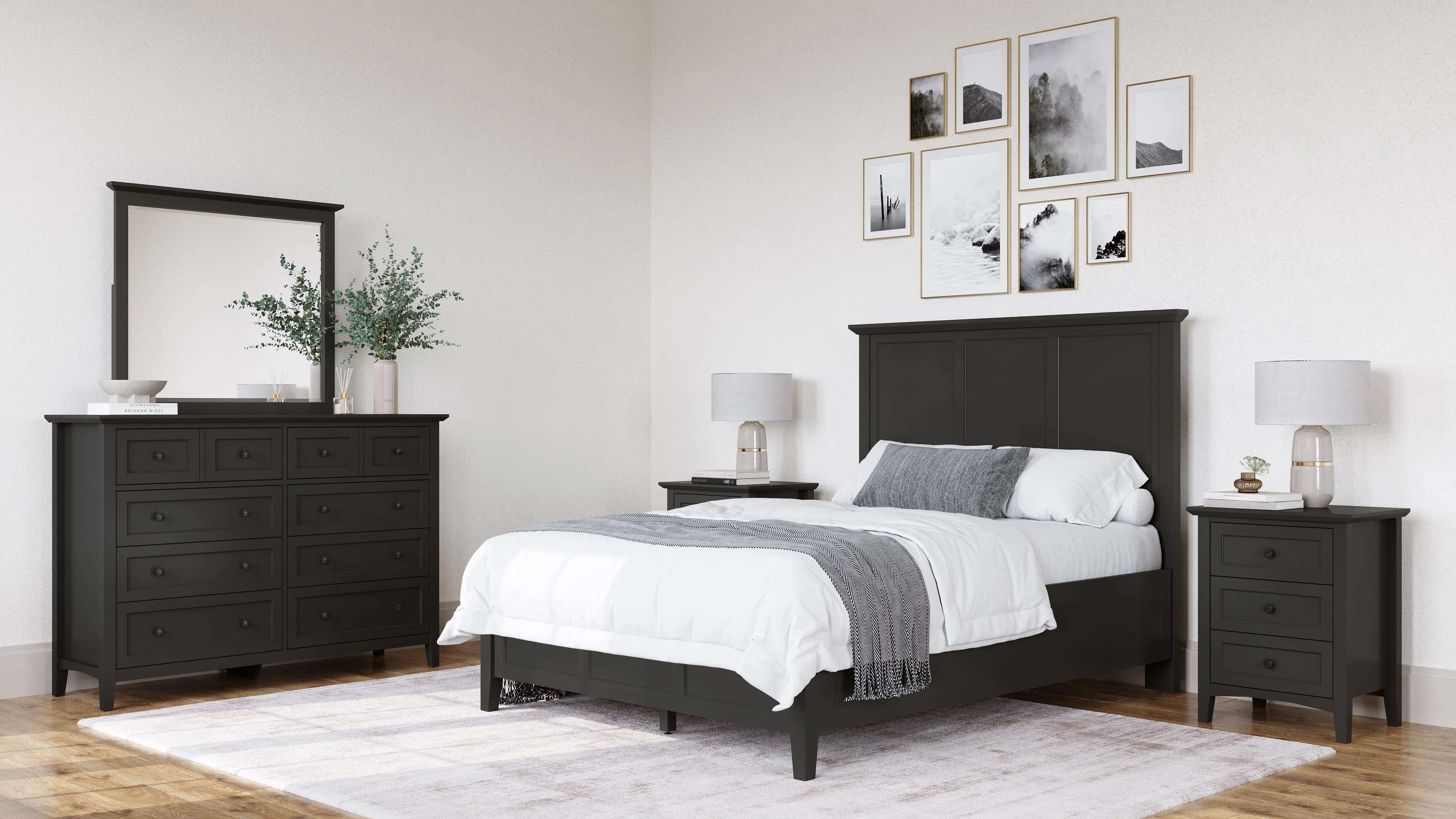Grace Three Drawer Nightstand in Raven Black - Image 9