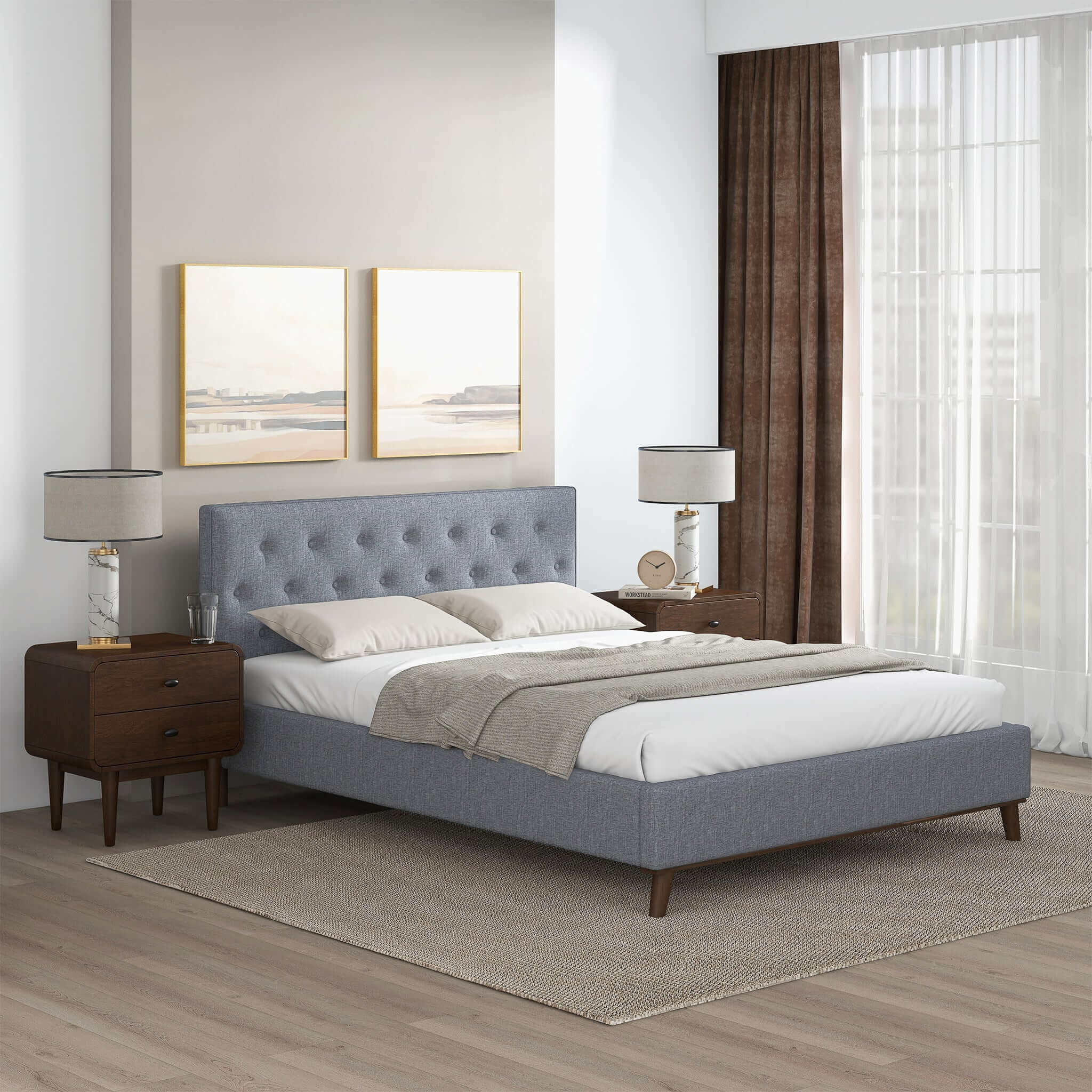 Graceville King Platform Bed Light Grey Linen - Image 7