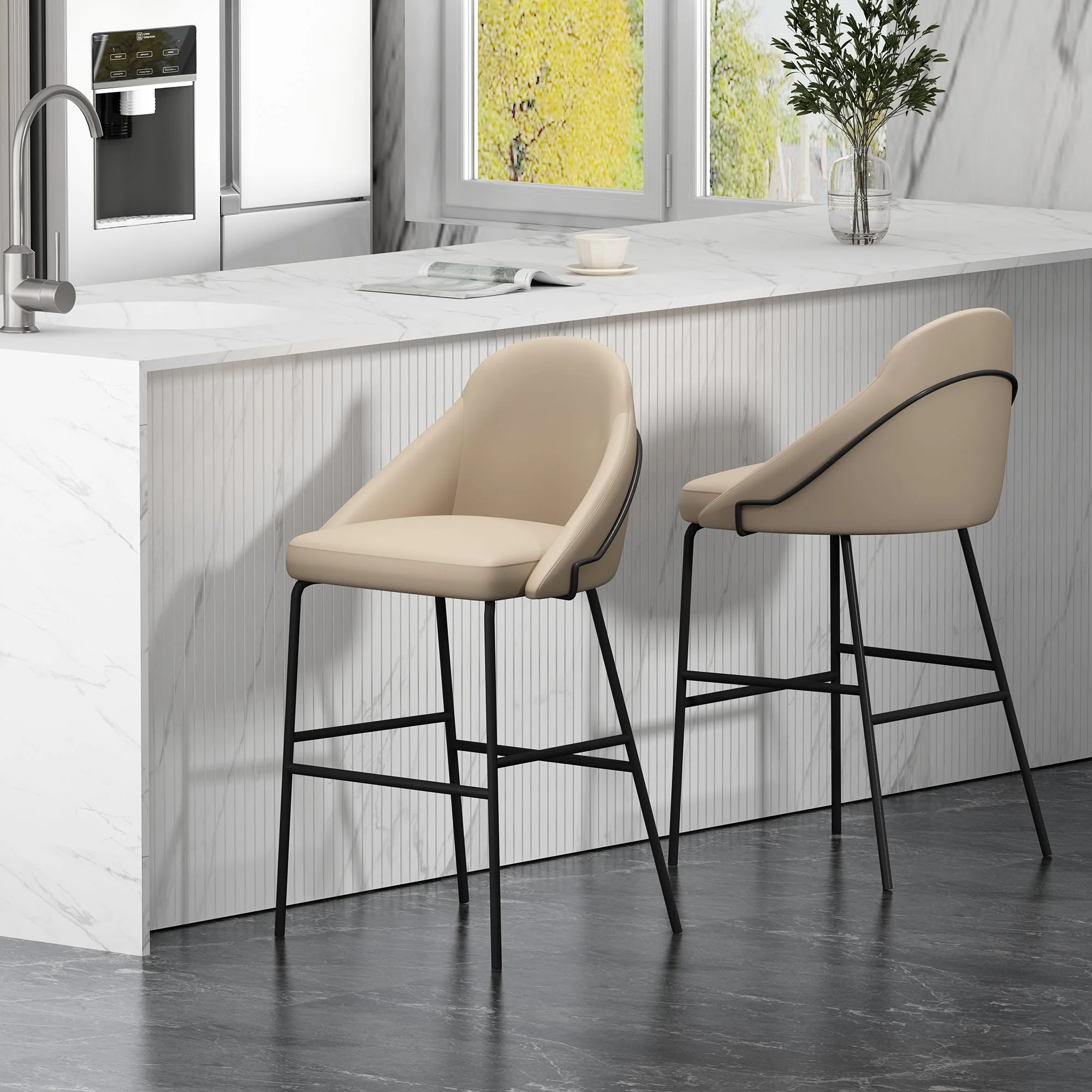 Gracie Barstool in Tan and Black (set of 2) - Image 2
