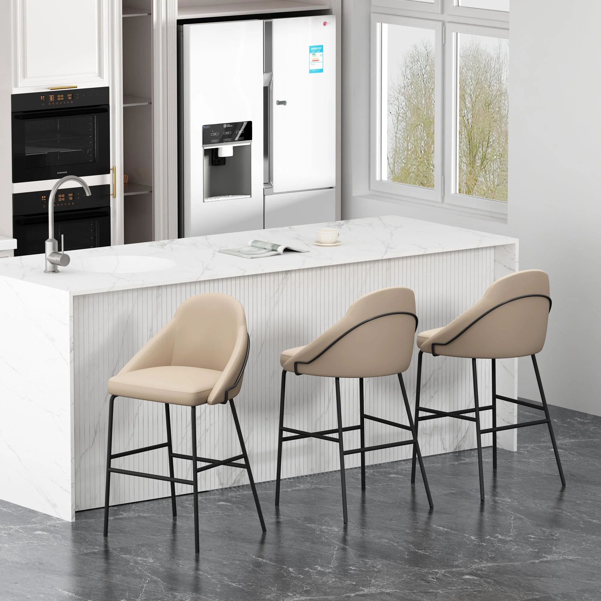 Gracie Barstool in Tan and Black (set of 3) - Image 2