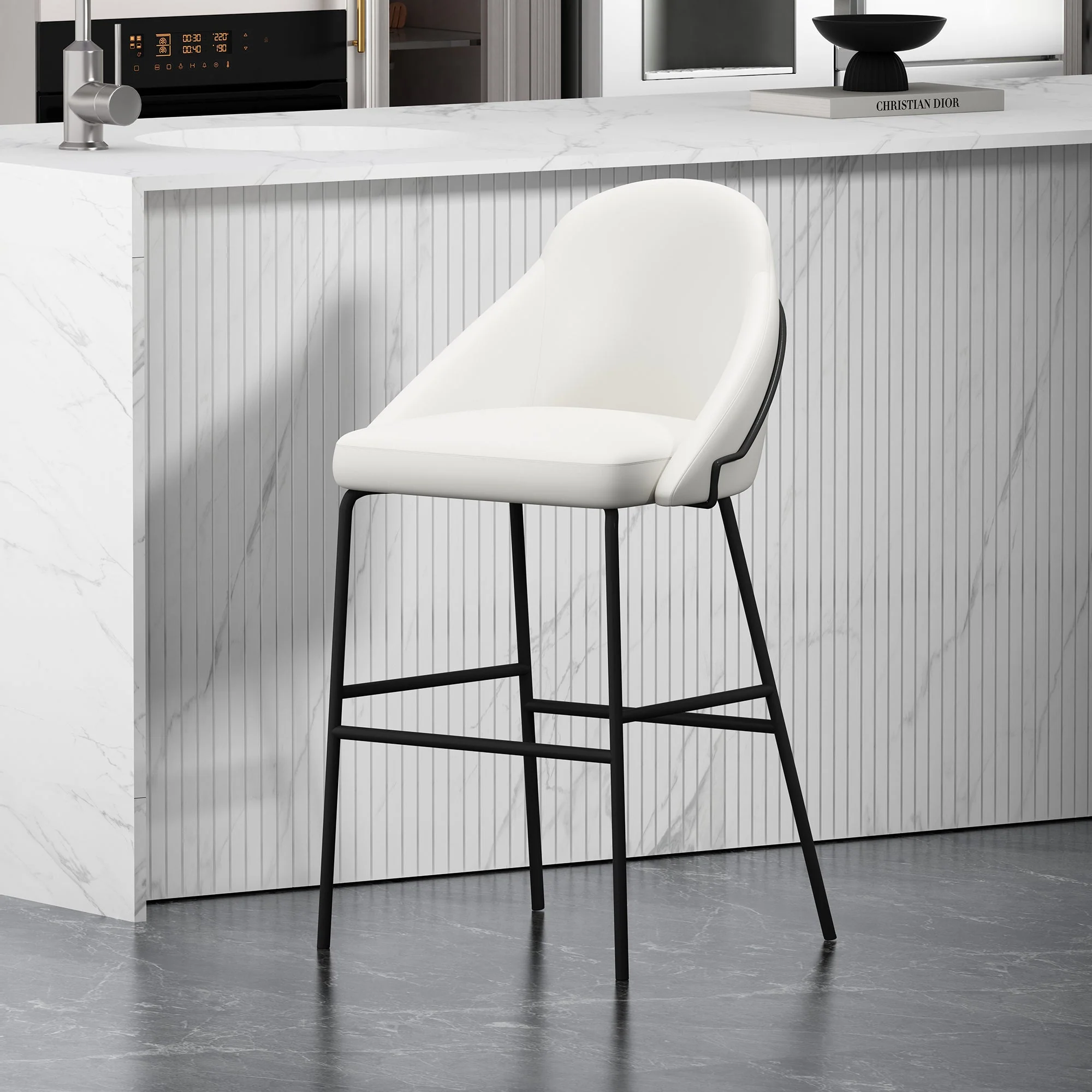 Gracie Barstool in White and Black - Image 2