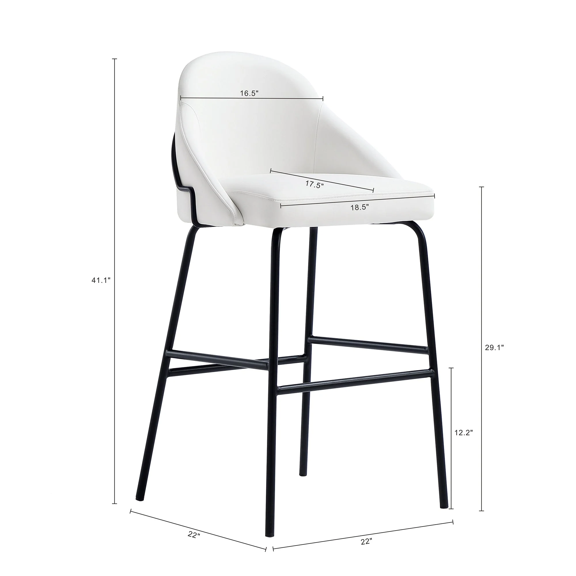 Gracie Barstool in White and Black - Image 3