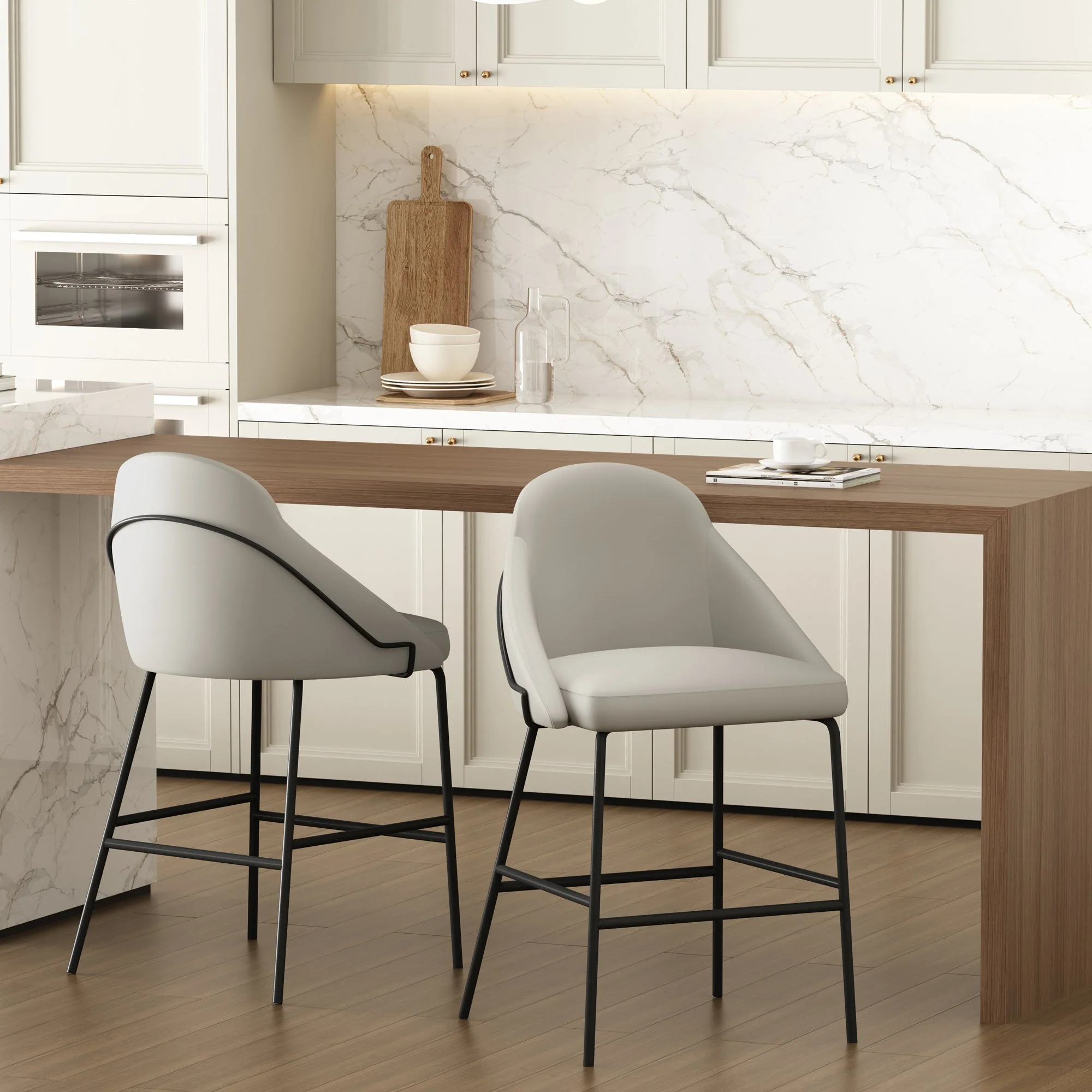 Gracie Counter Stool in Stone and Black (set of 2) - Image 2