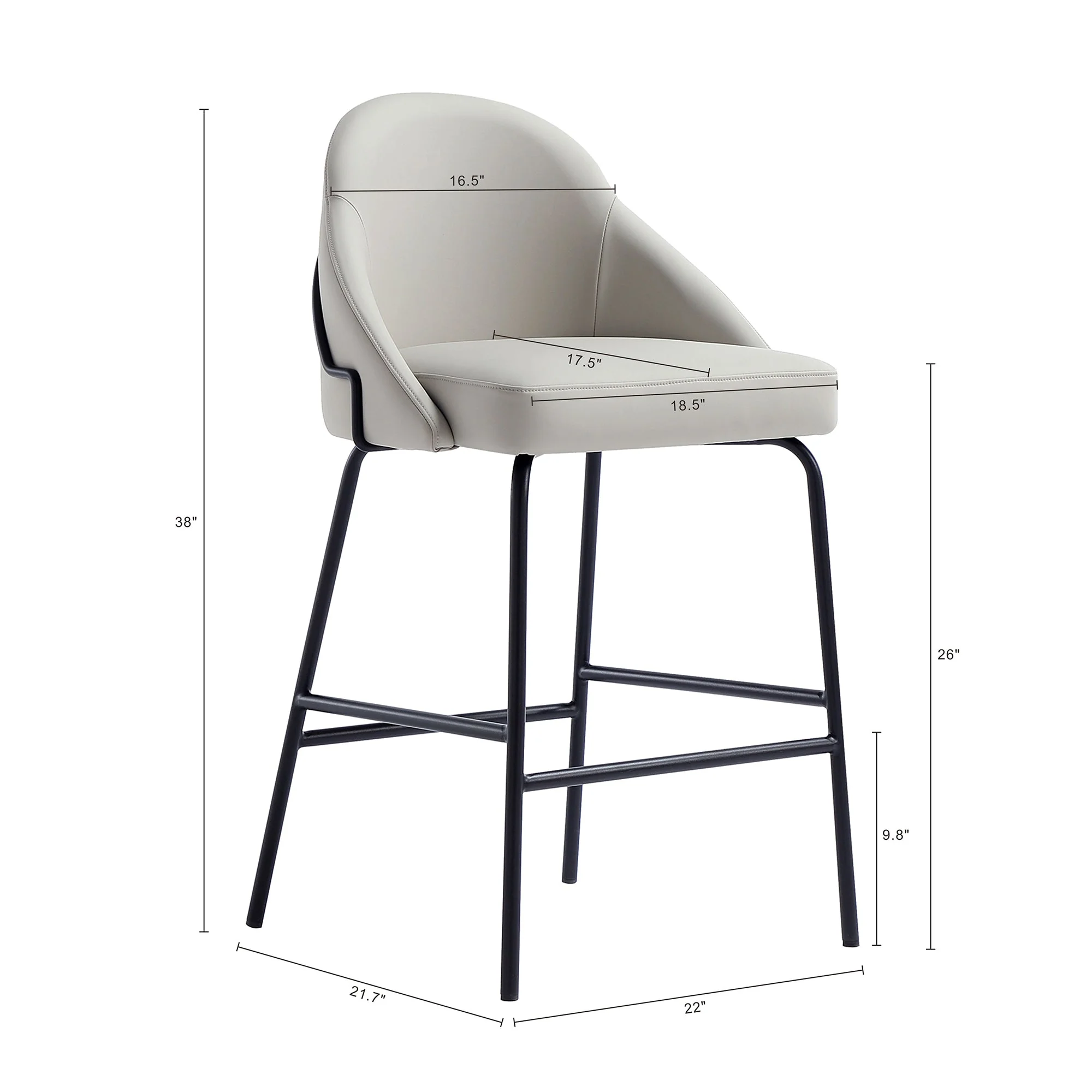 Gracie Counter Stool in Stone and Black (set of 2) - Image 3