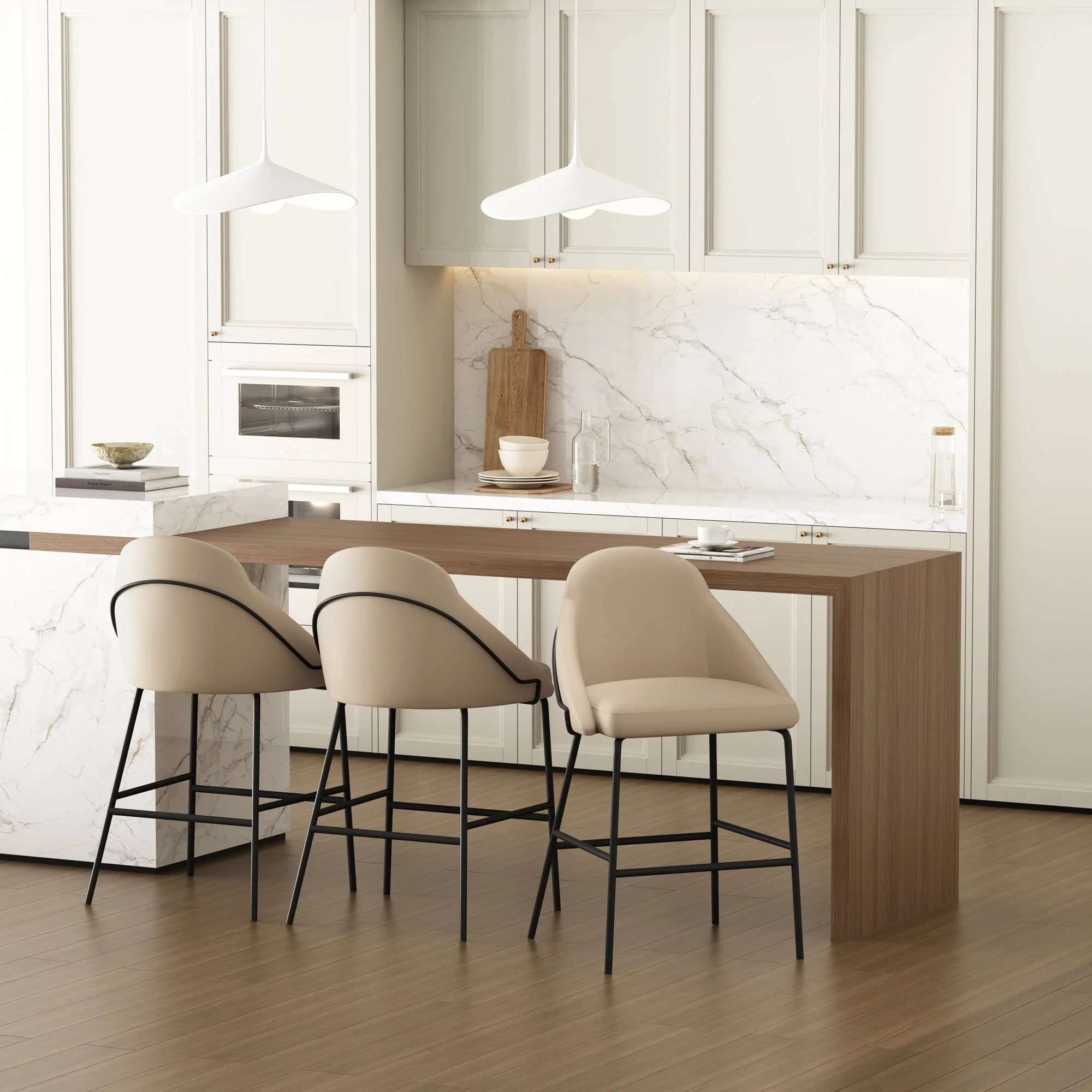 Gracie Counter Stool in Tan and Black (set of 3) - Image 2