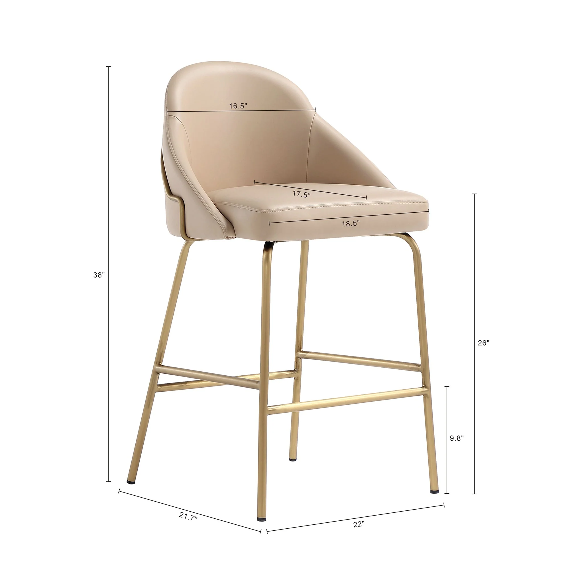 Gracie Counter Stool in Tan and Gold (set of 2) - Image 3