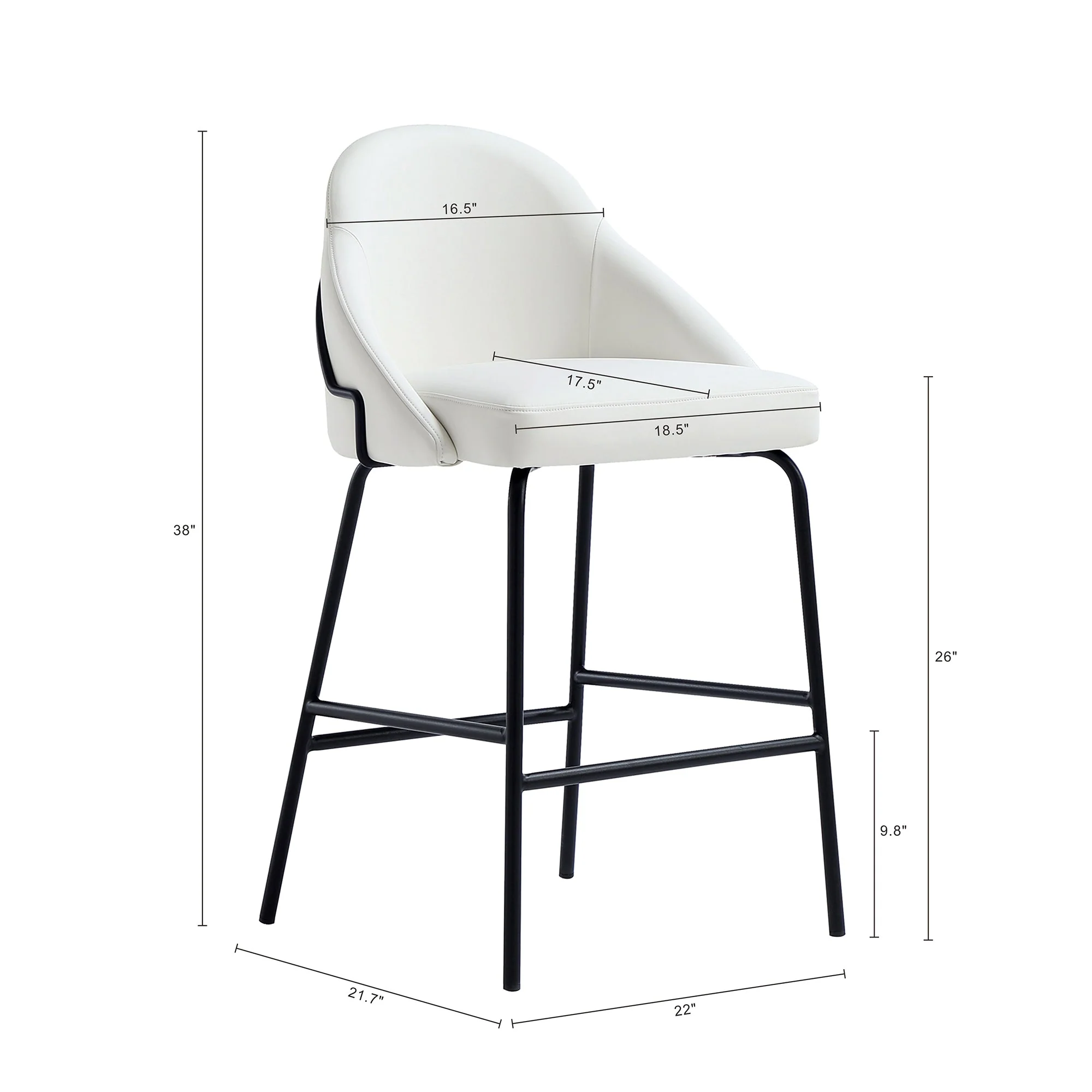 Gracie Counter Stool in White and Black (set of 2) - Image 3