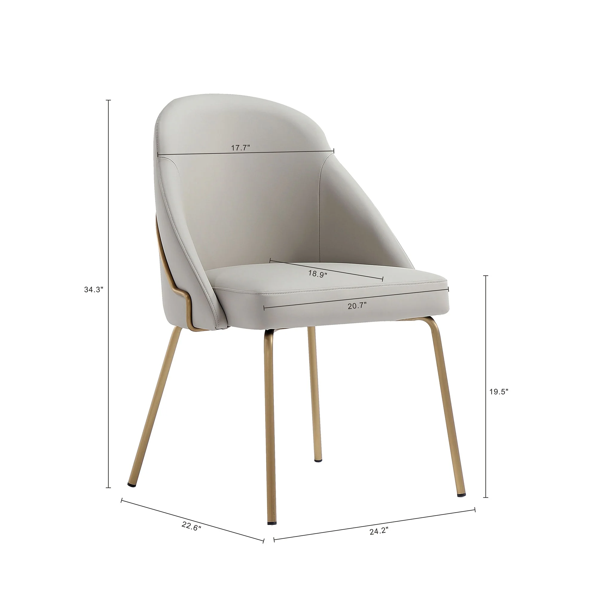 Gracie Dining Chair in Stone and Gold (set of 2) - Image 3