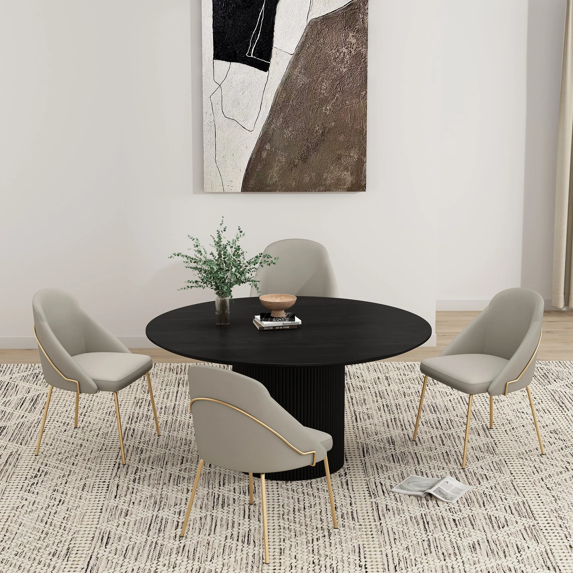 Gracie Dining Chair in Stone and Gold (set of 4) - Image 2