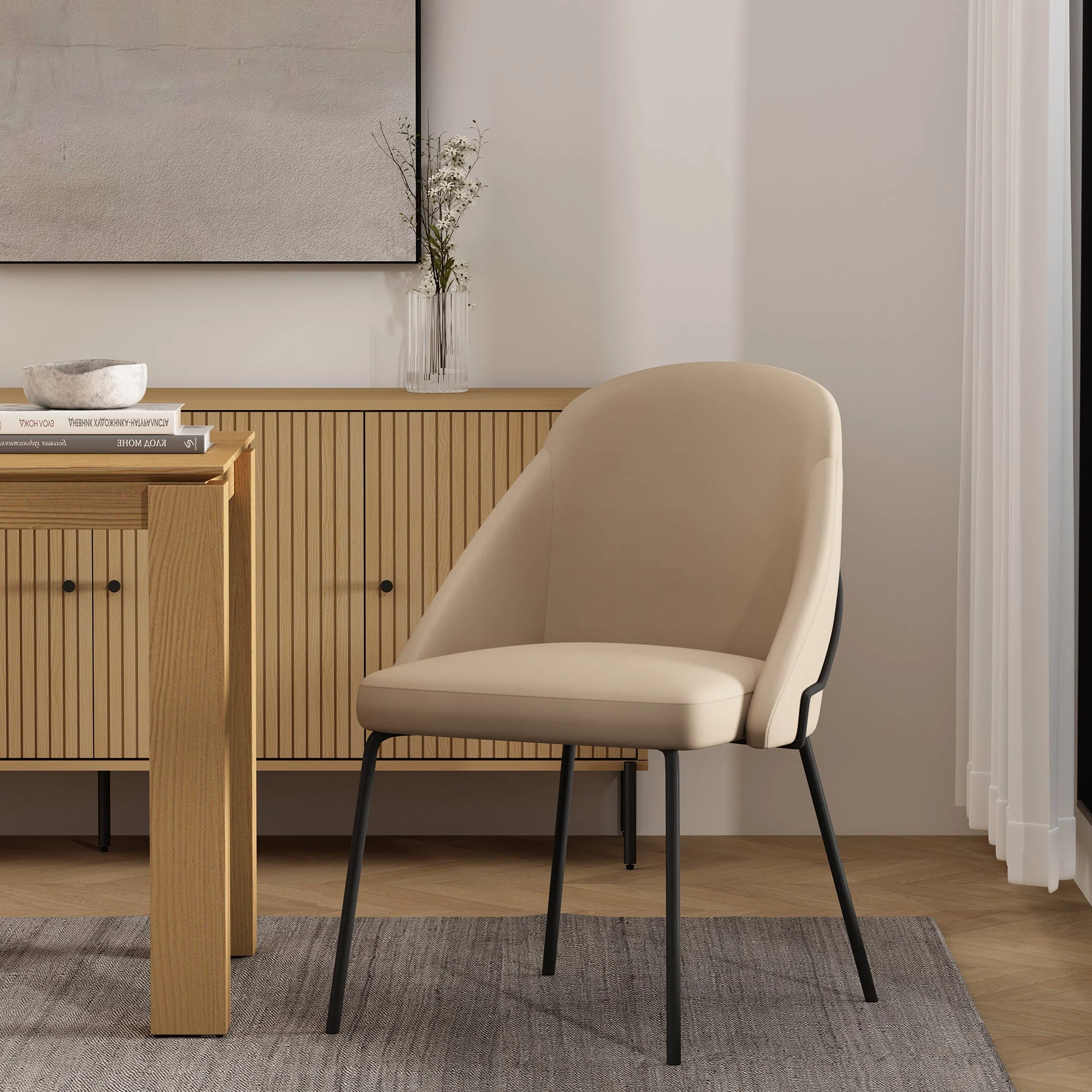 Gracie Dining Chair in Tan and Black - Image 2
