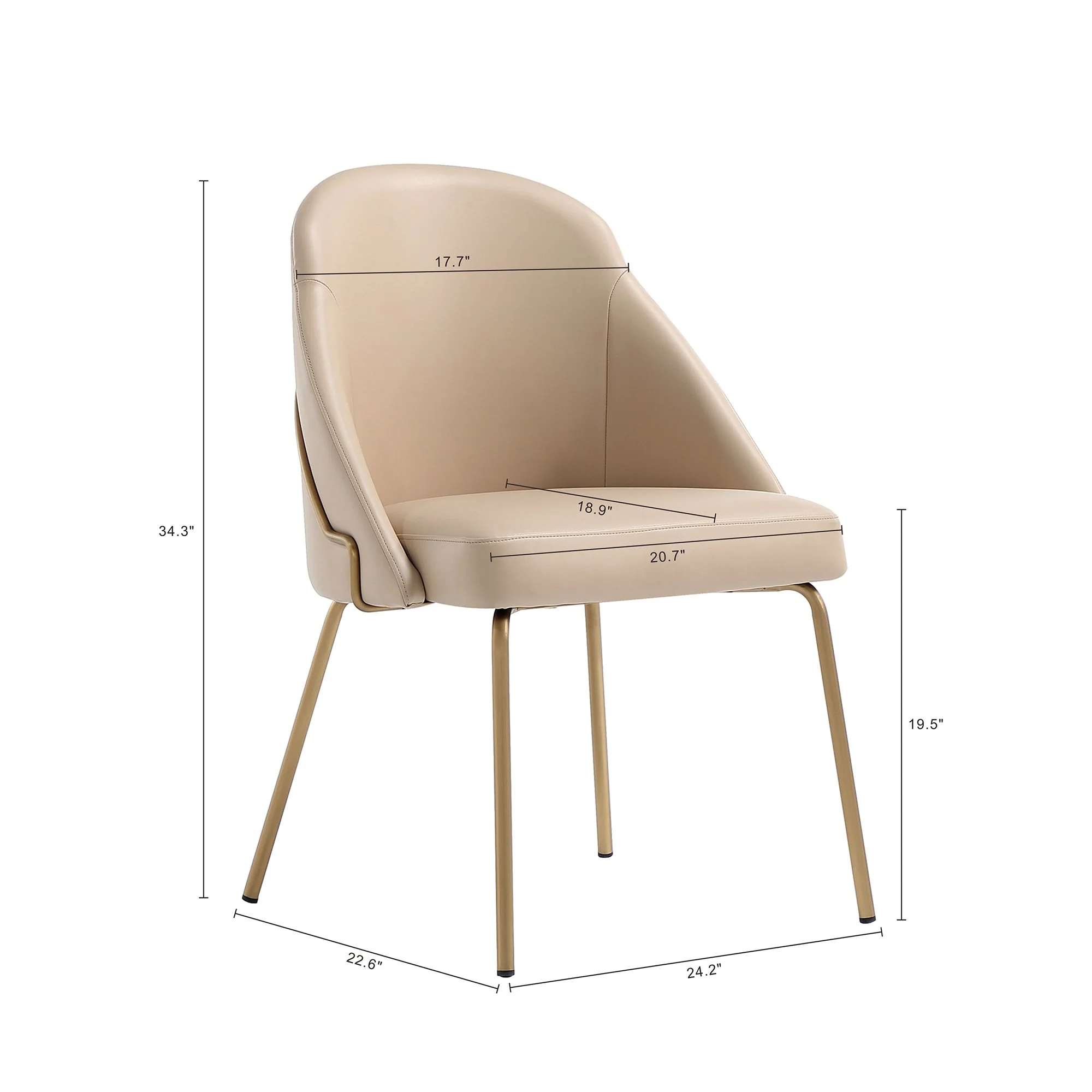 Gracie Dining Chair in Tan and Gold - Image 3