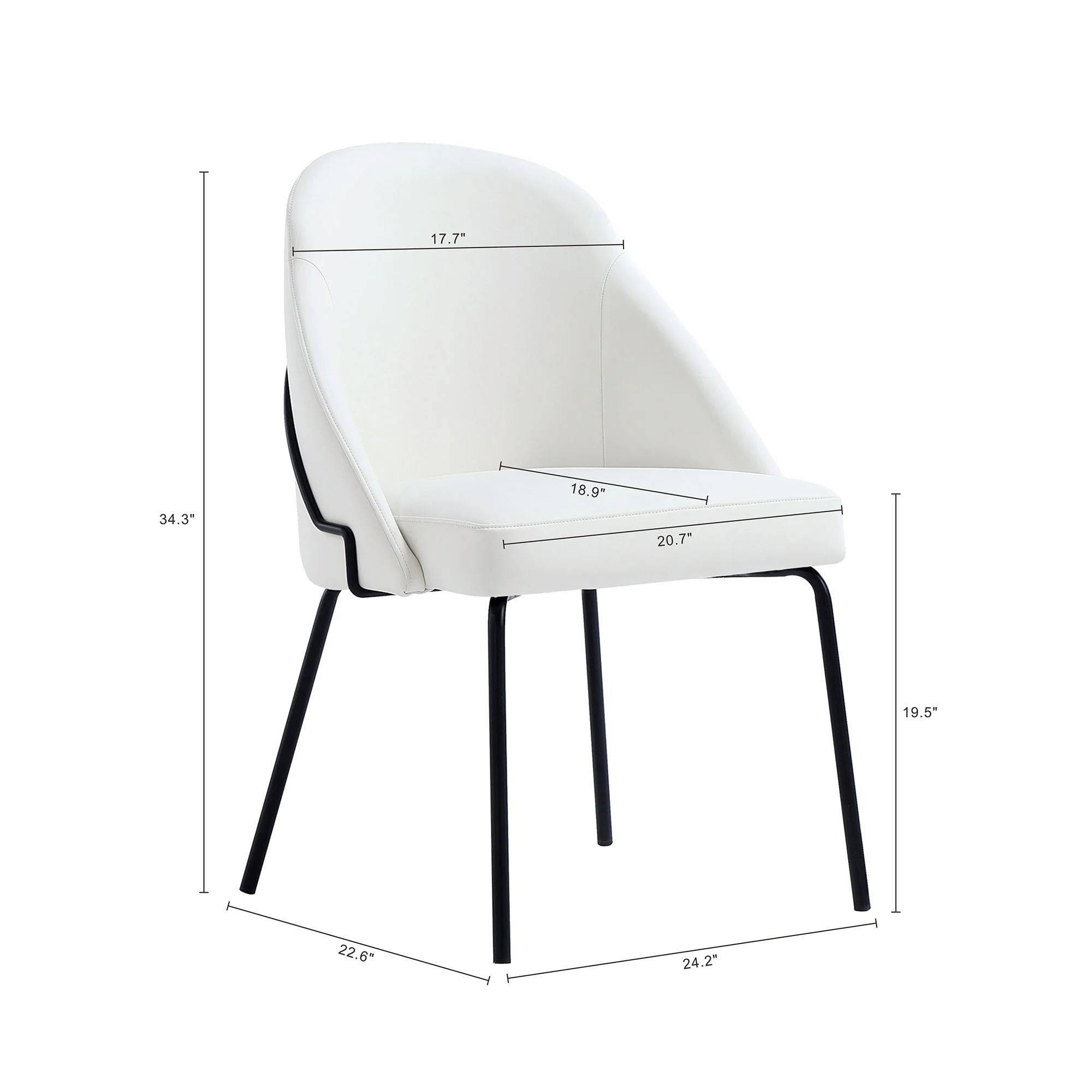 Gracie Dining Chair in White and Black (set of 2) - Image 3