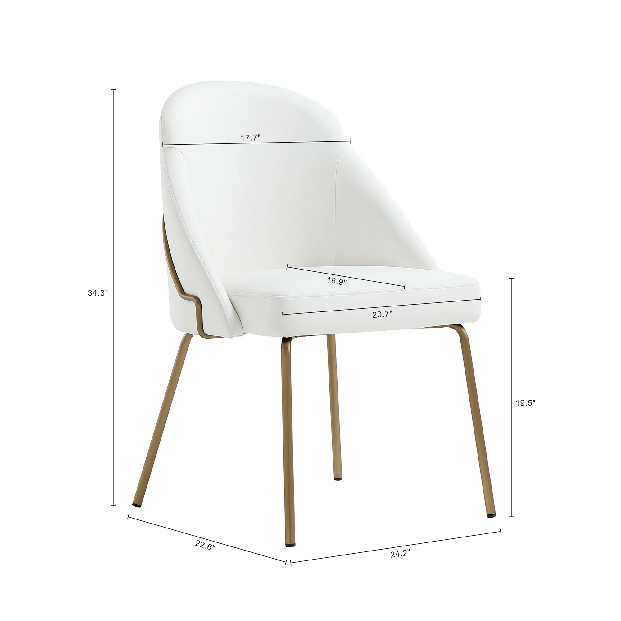 Gracie Dining Chair in White and Gold - Image 3