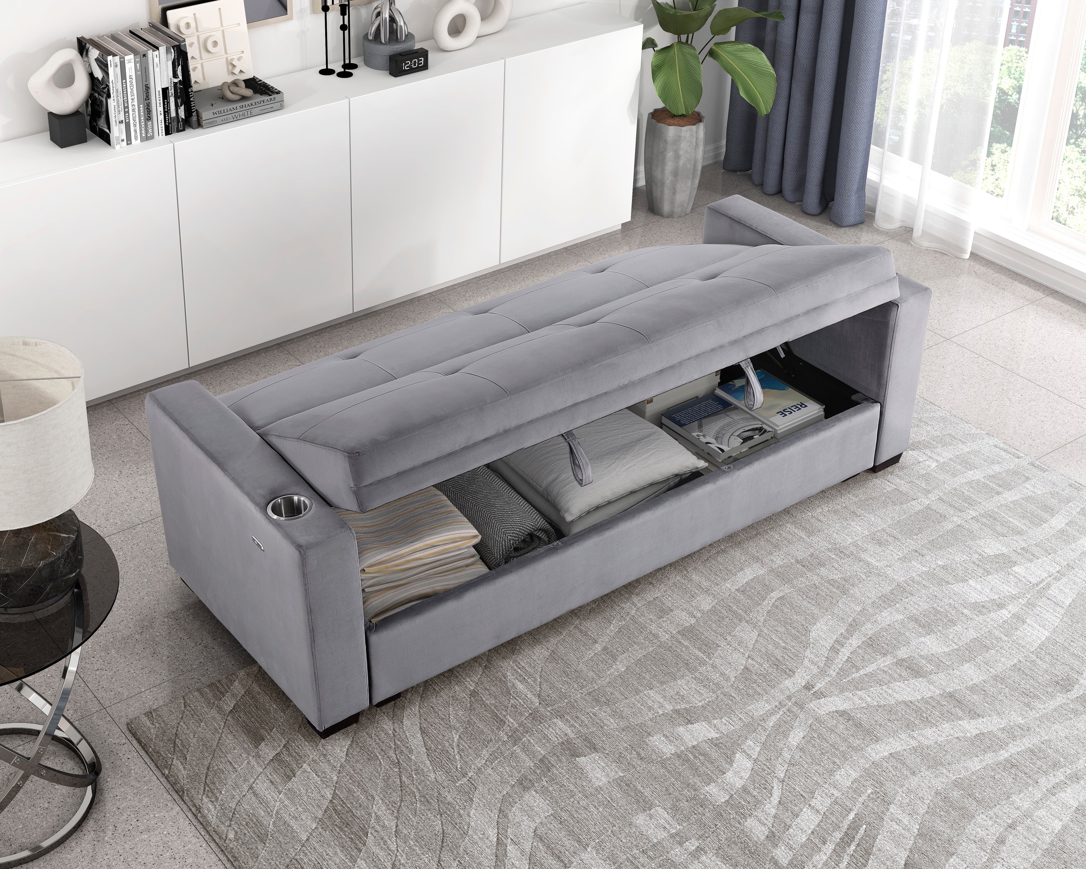Grady Gray Convertible Sofa with Hidden Storage - Image 8