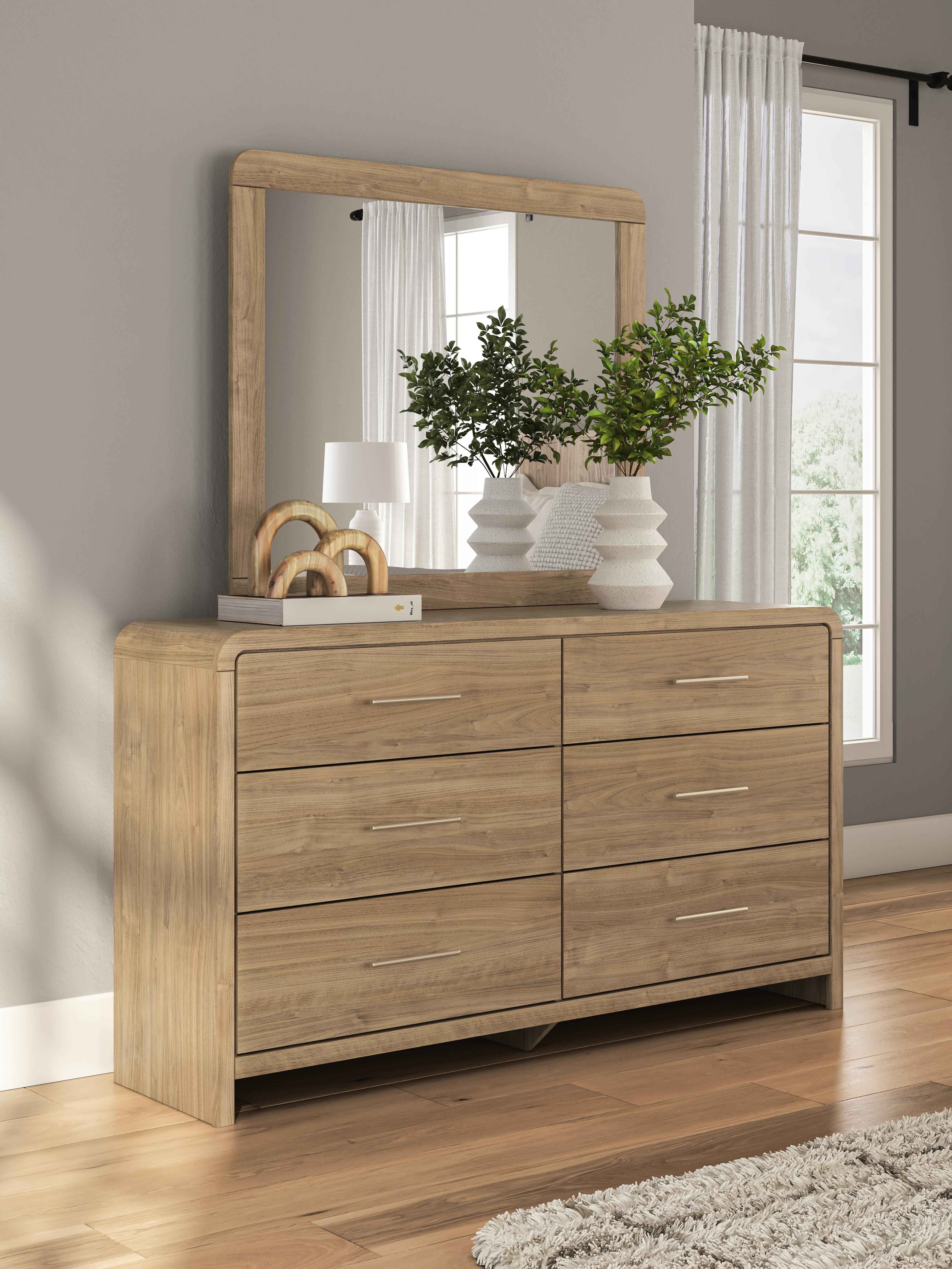 Gramburg Warm Natural Brown Dresser and Mirror - Image 2