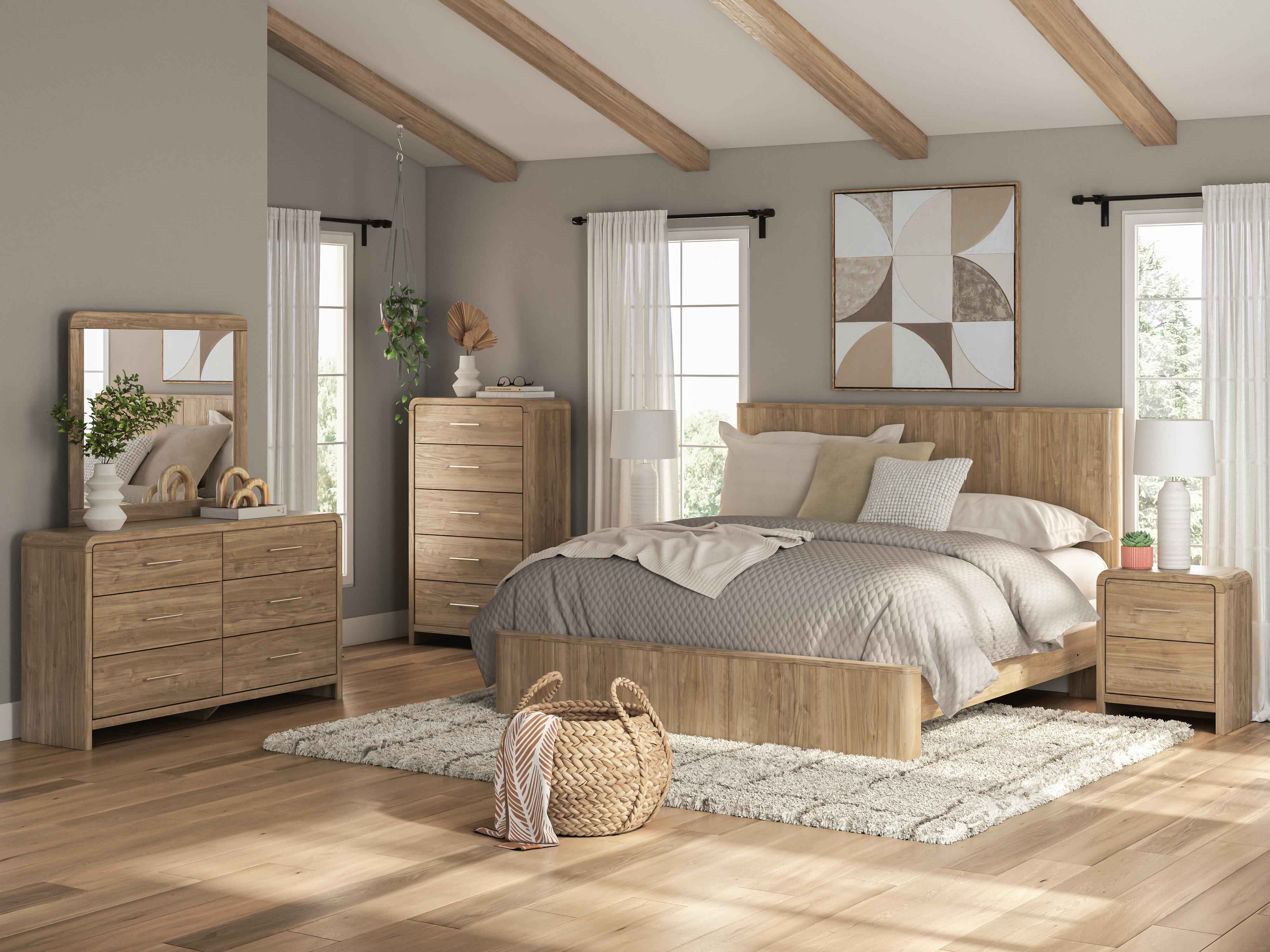 Gramburg Warm Natural Brown King Panel Bed - Image 10