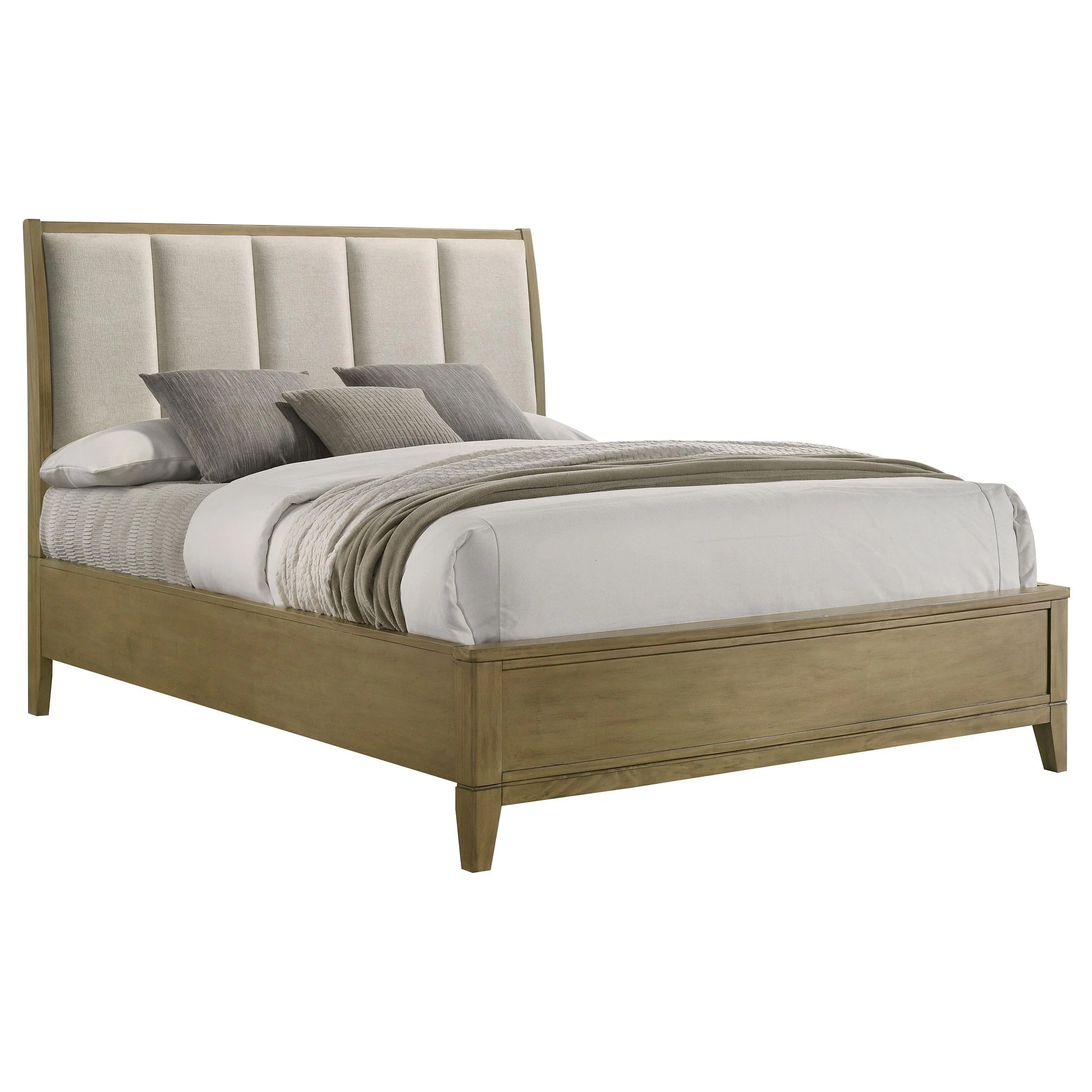Granada Natural Pine Upholstered Eastern King Panel Bed - Image 2