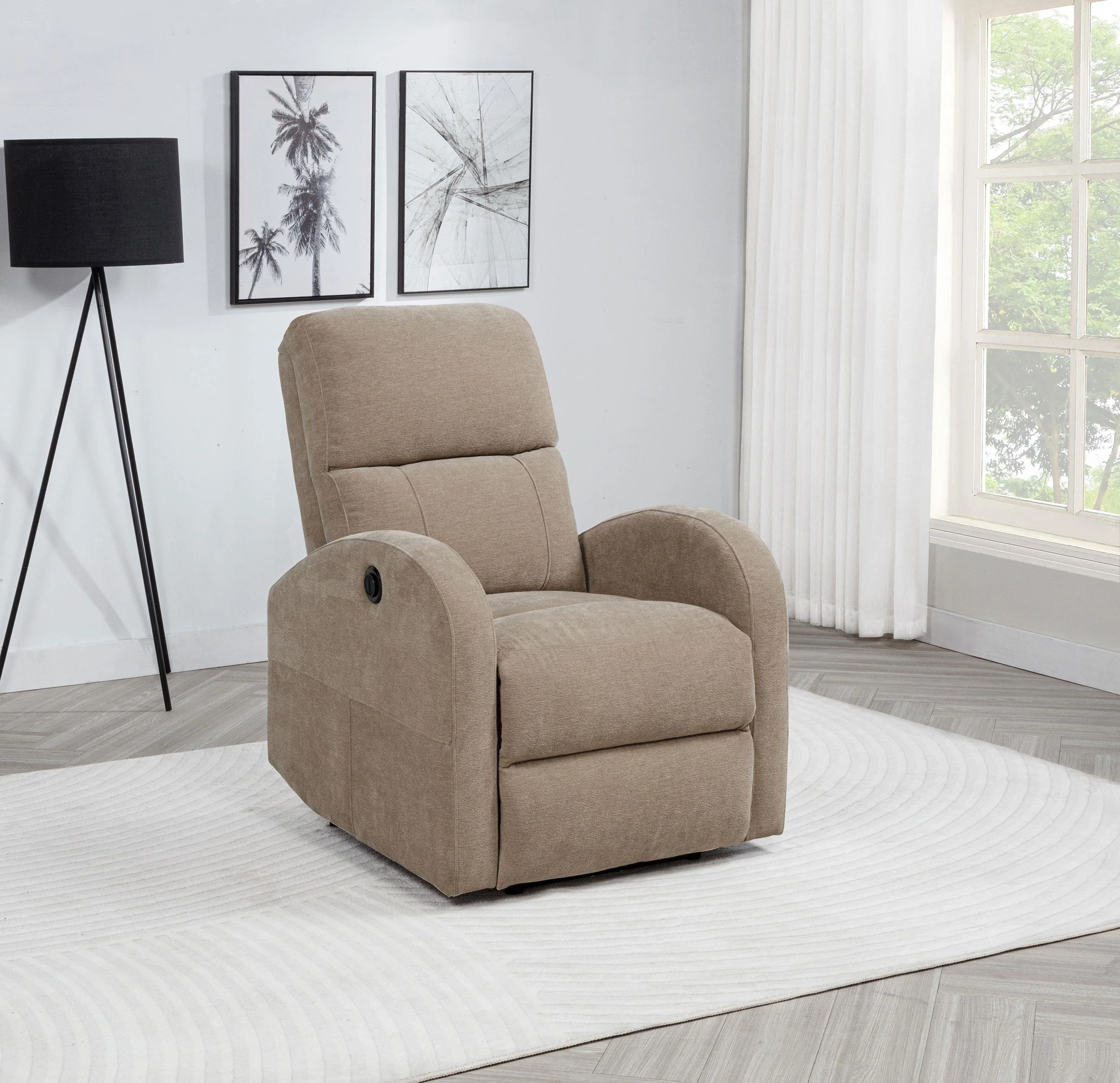 Grant Camel Fabric Upholstered Power Recliner Chair