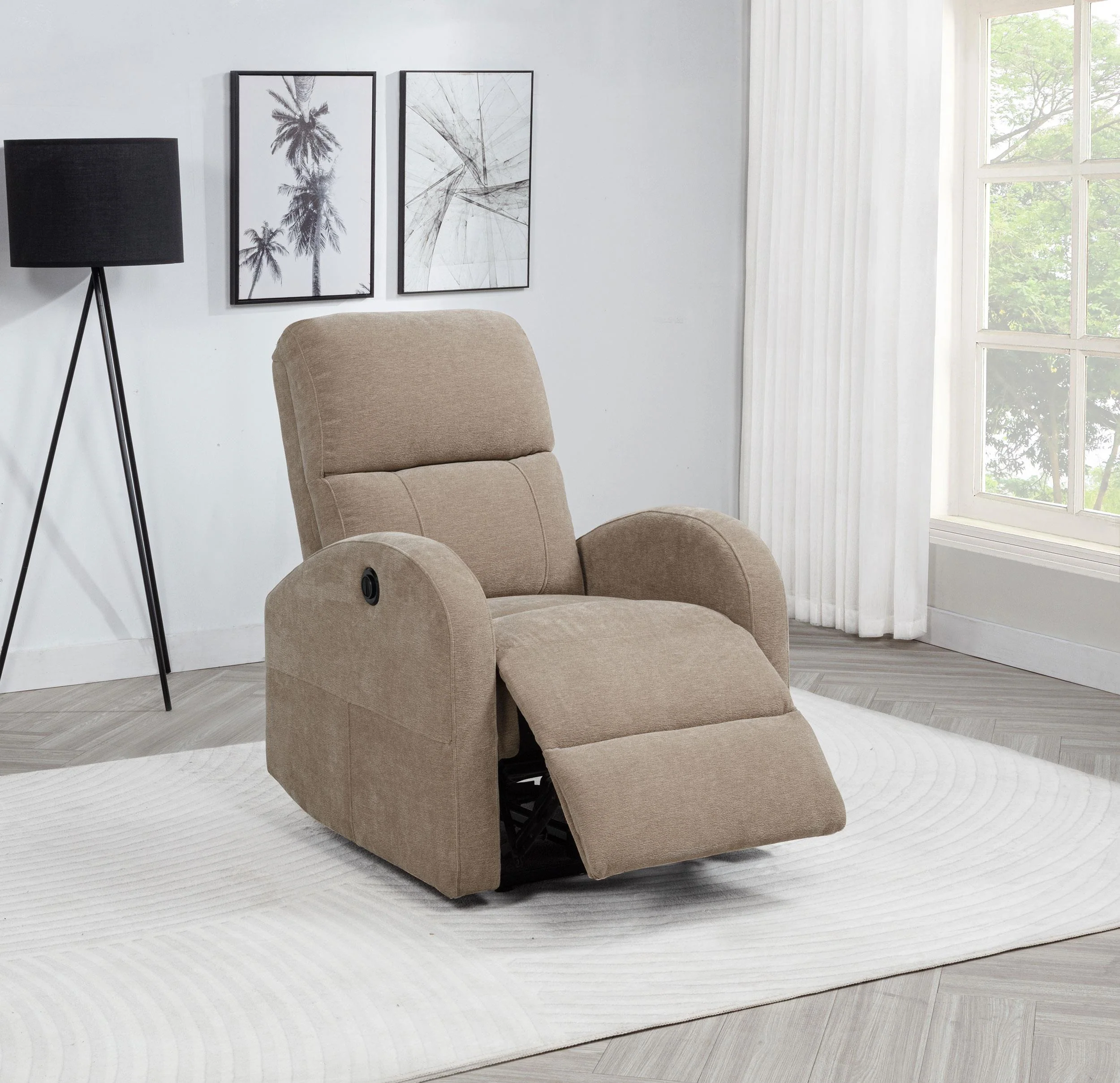 Grant Camel Fabric Upholstered Power Recliner Chair - Image 2