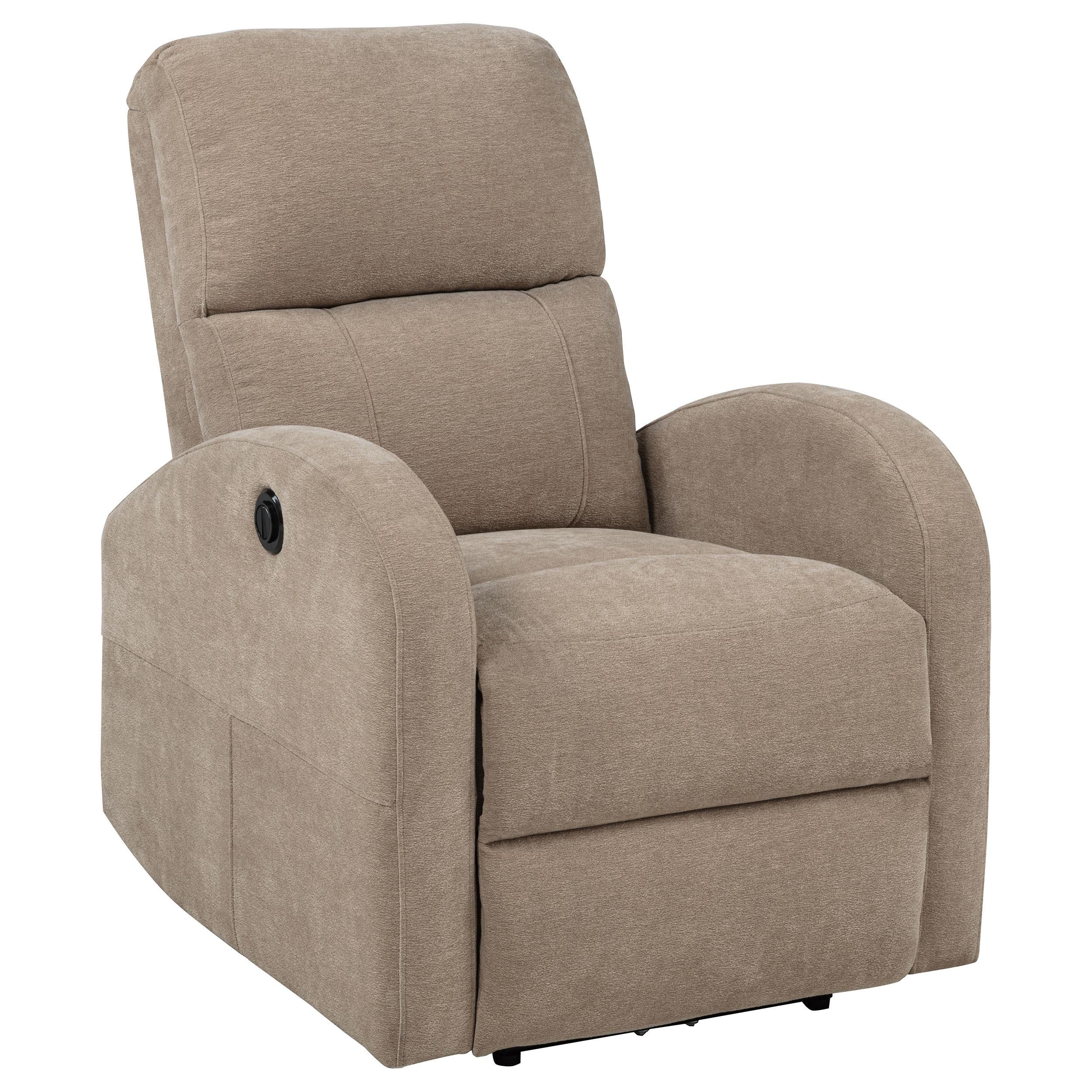 Grant Camel Fabric Upholstered Power Recliner Chair - Image 4