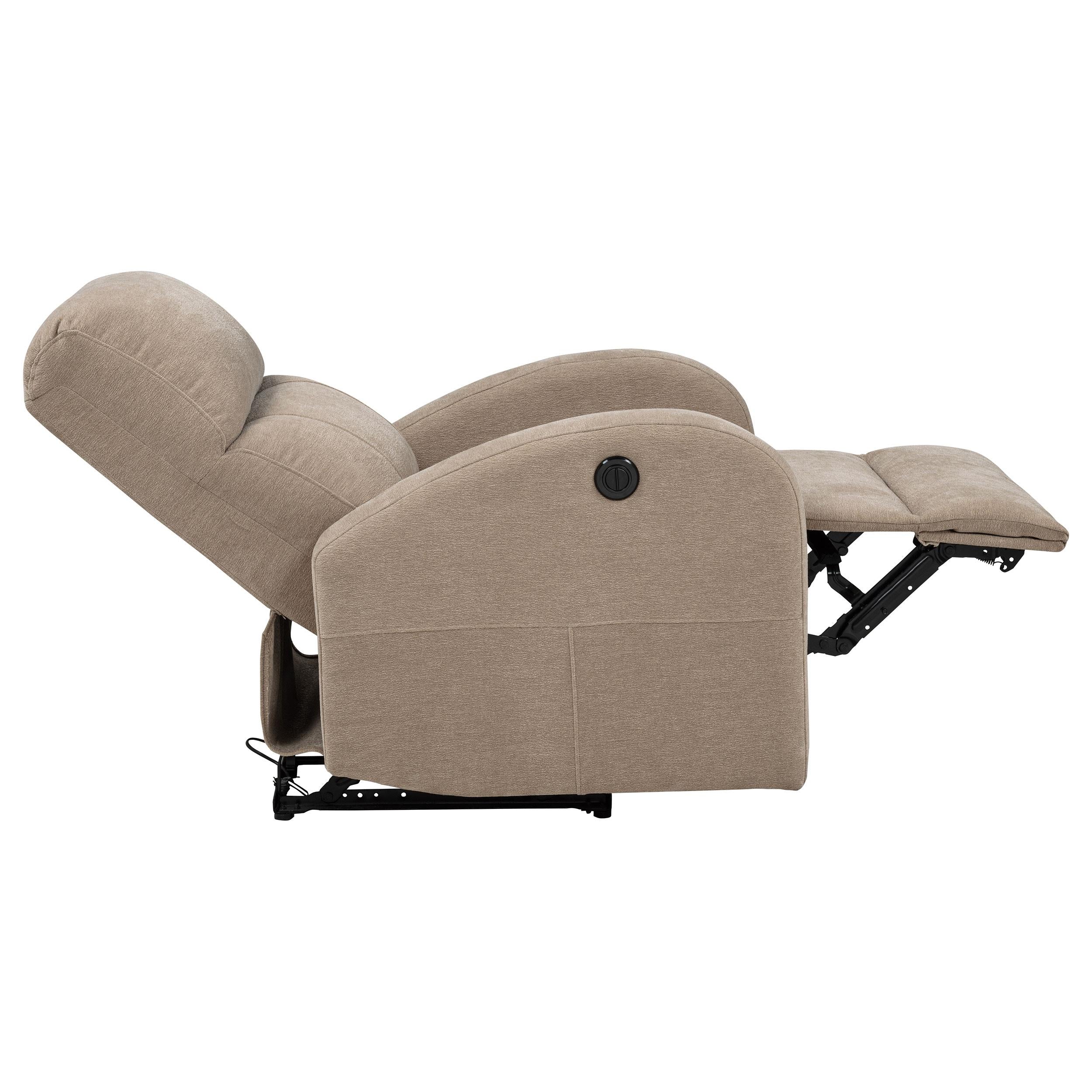 Grant Camel Fabric Upholstered Power Recliner Chair - Image 7