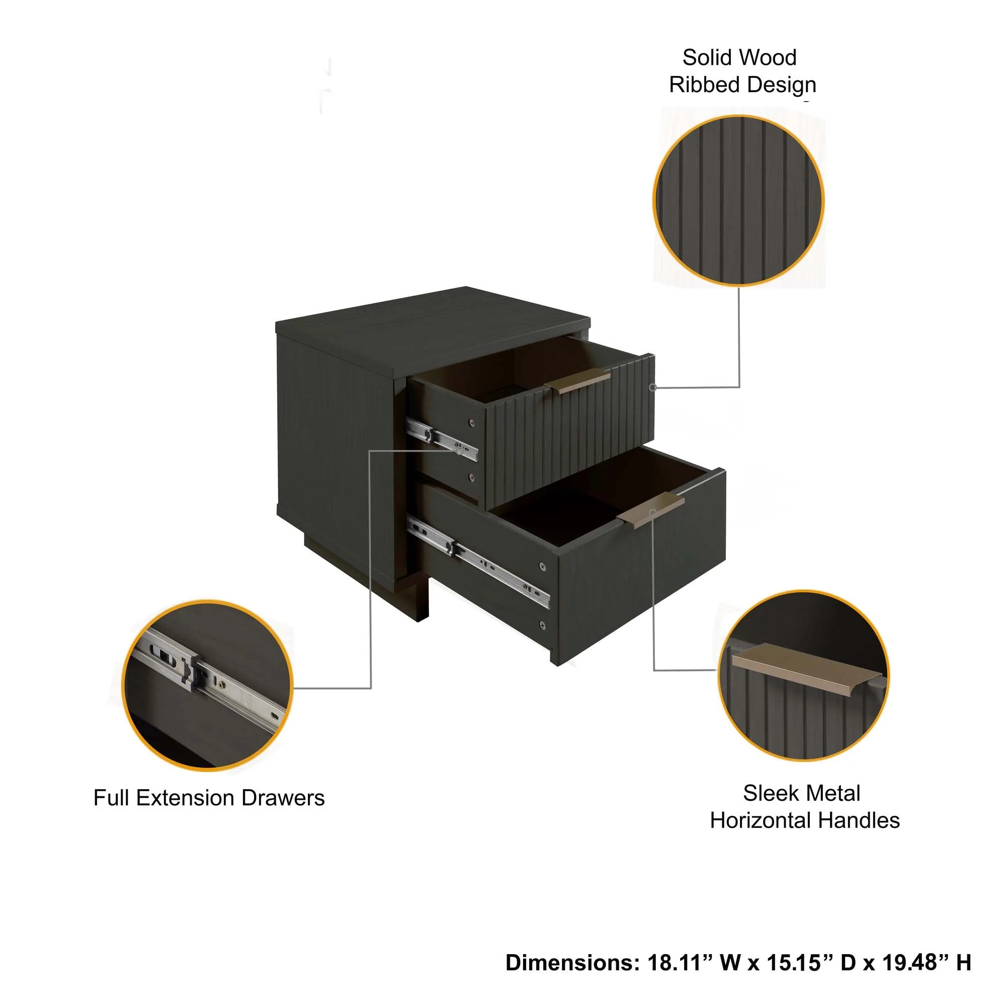 Granville 2-Piece Standard Dresser and Nightstand Set in Dark Grey - Image 6