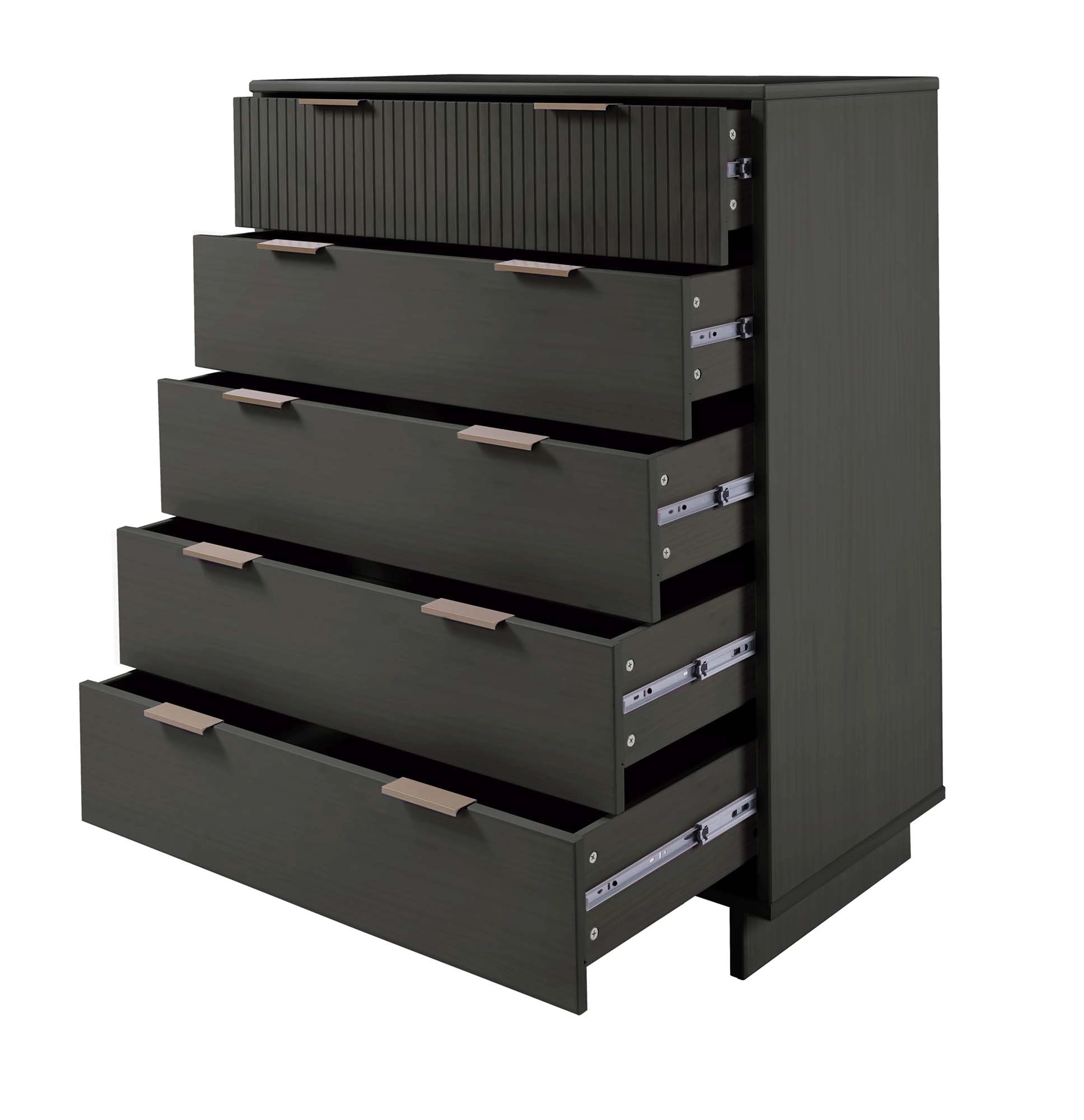 Granville 2-Piece Tall Chest and Double Dresser Set in Dark Grey - Image 13