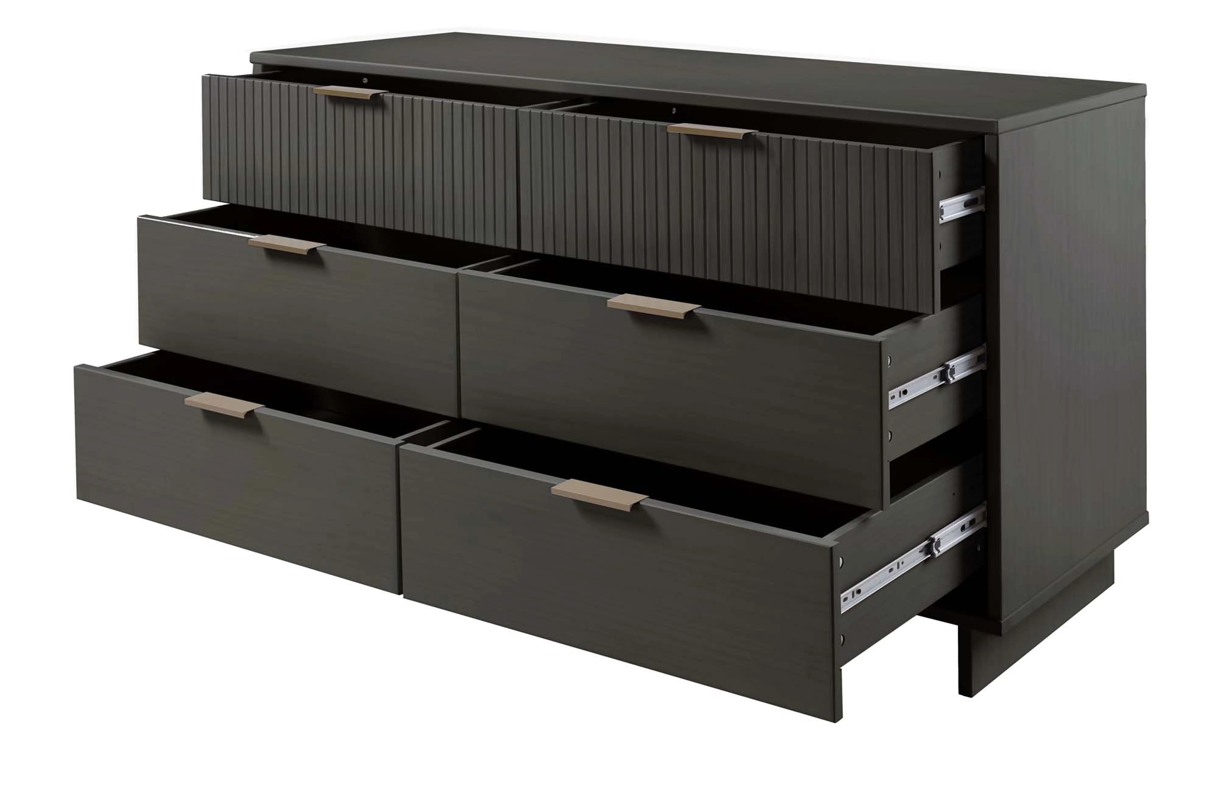 Granville 2-Piece Tall Chest and Double Dresser Set in Dark Grey - Image 19