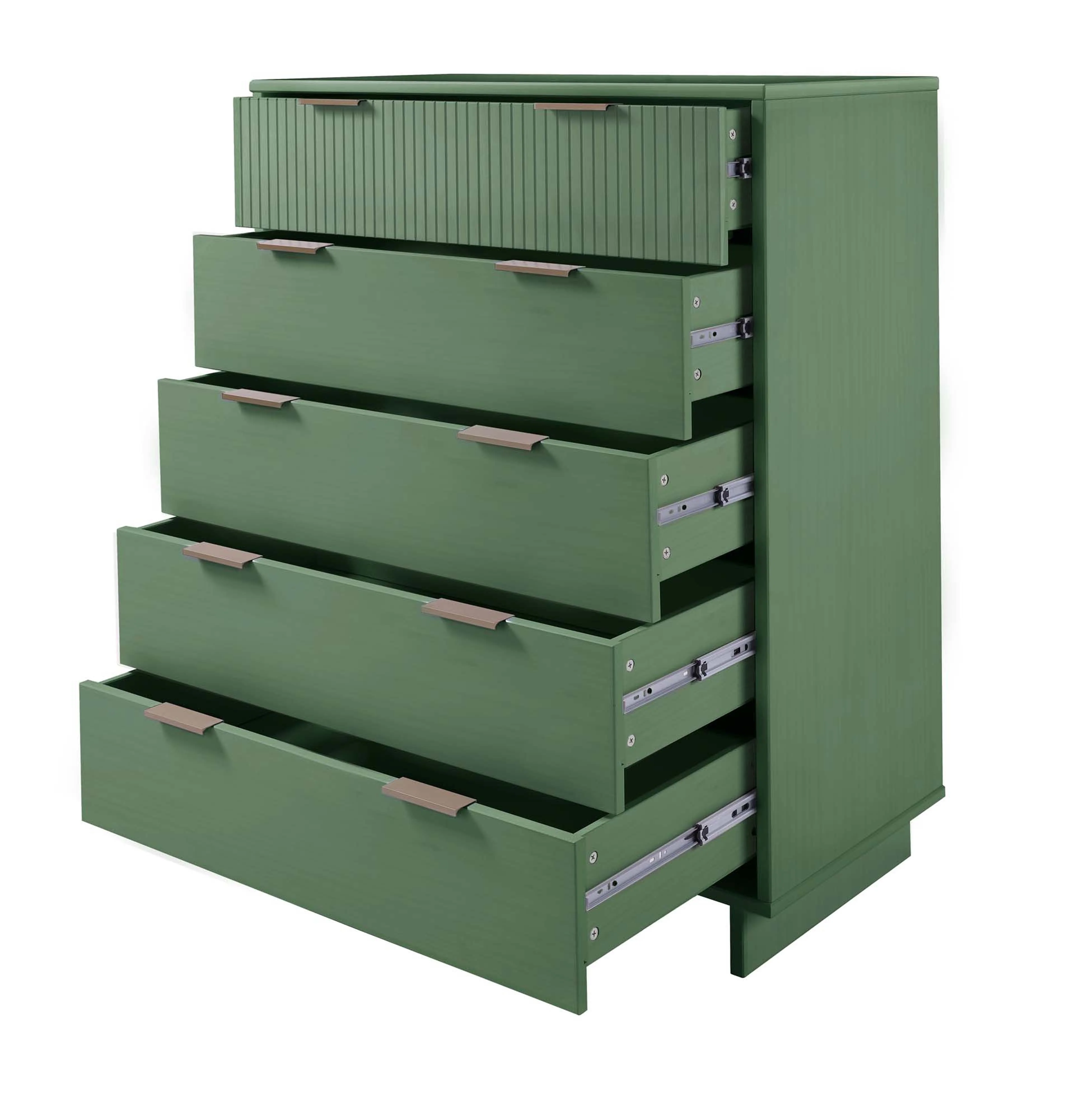 Granville 2-Piece Tall Chest and Double Dresser Set in Sage Green - Image 13