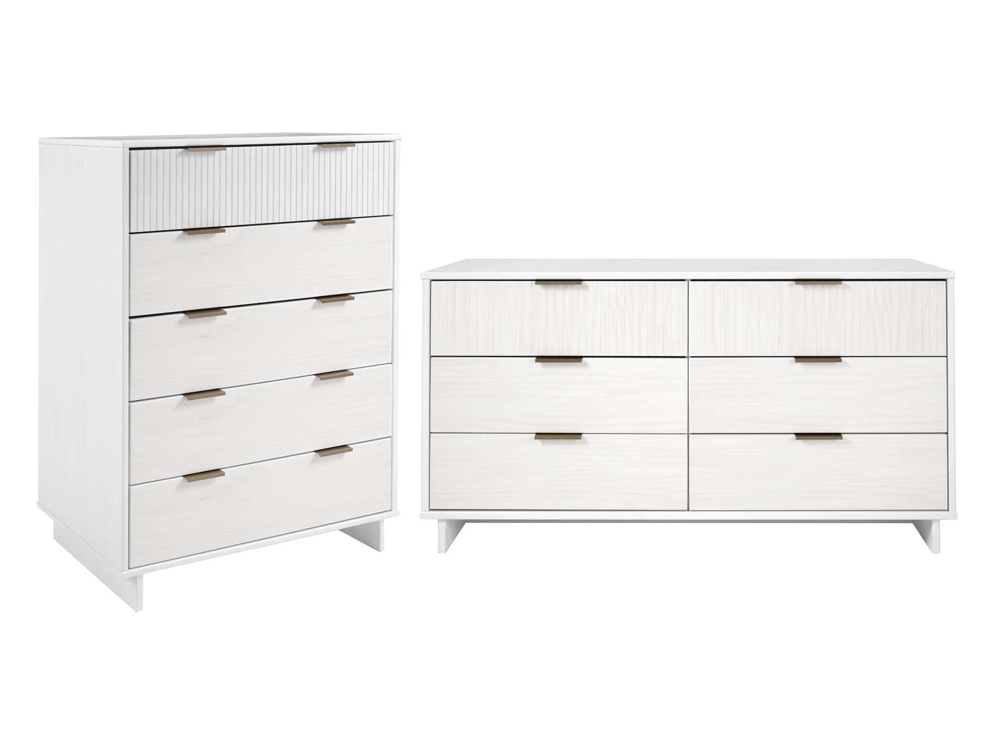 Granville 2-Piece Tall Chest and Double Dresser Set in White