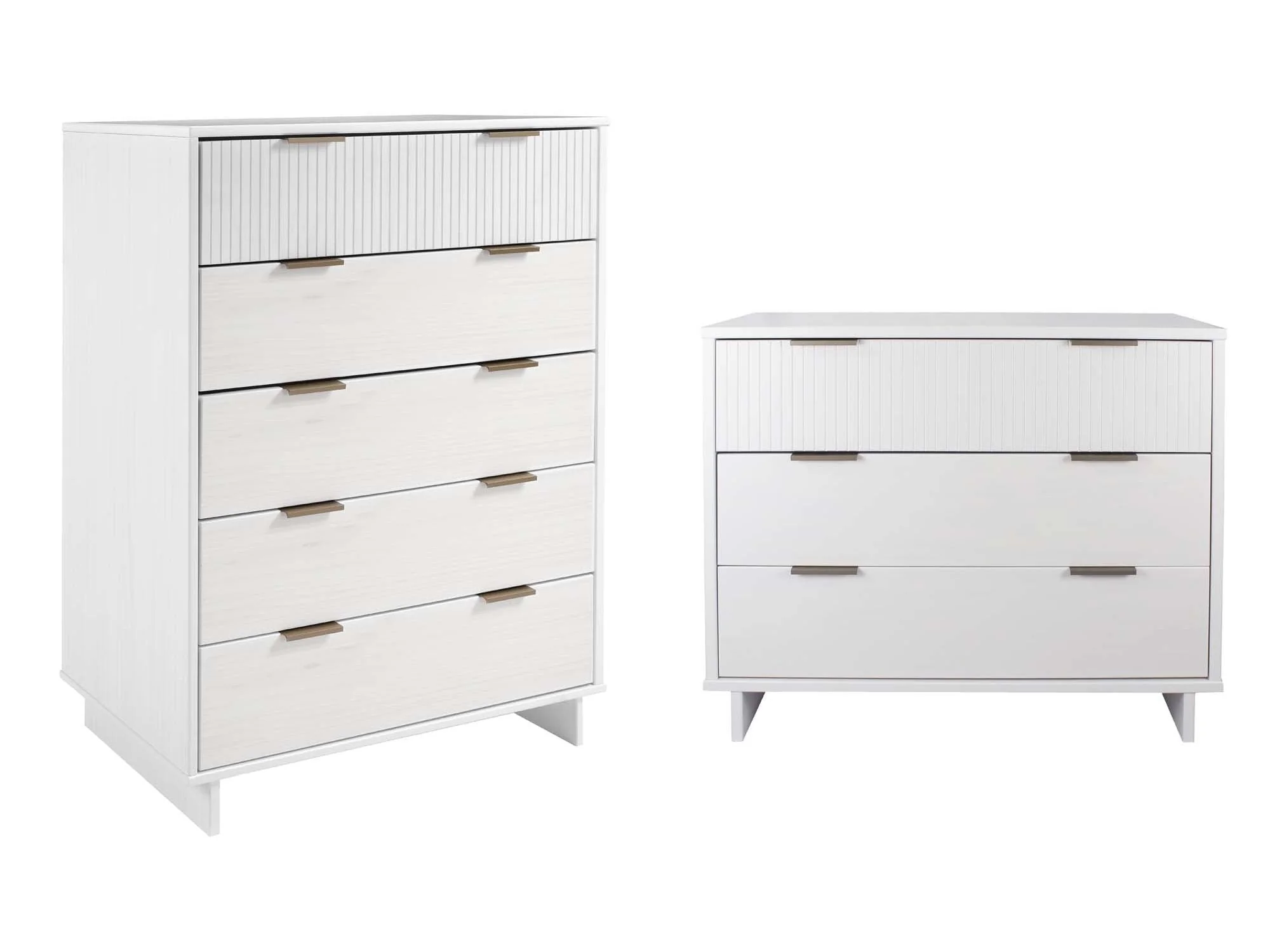 Granville 2-Piece Tall Chest and Standard Dresser Set in White