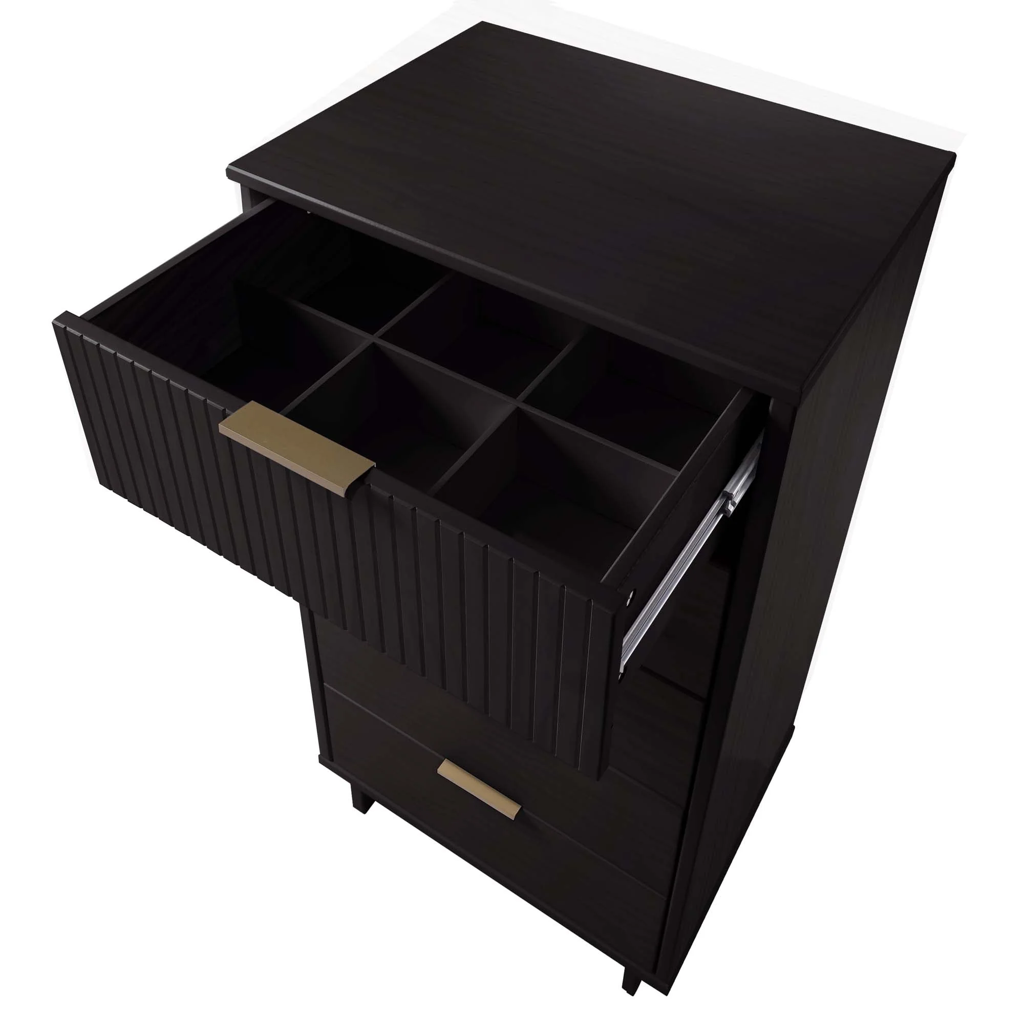 Granville 2-Piece Tall Narrow and Standard Dresser Set in Black - Image 14