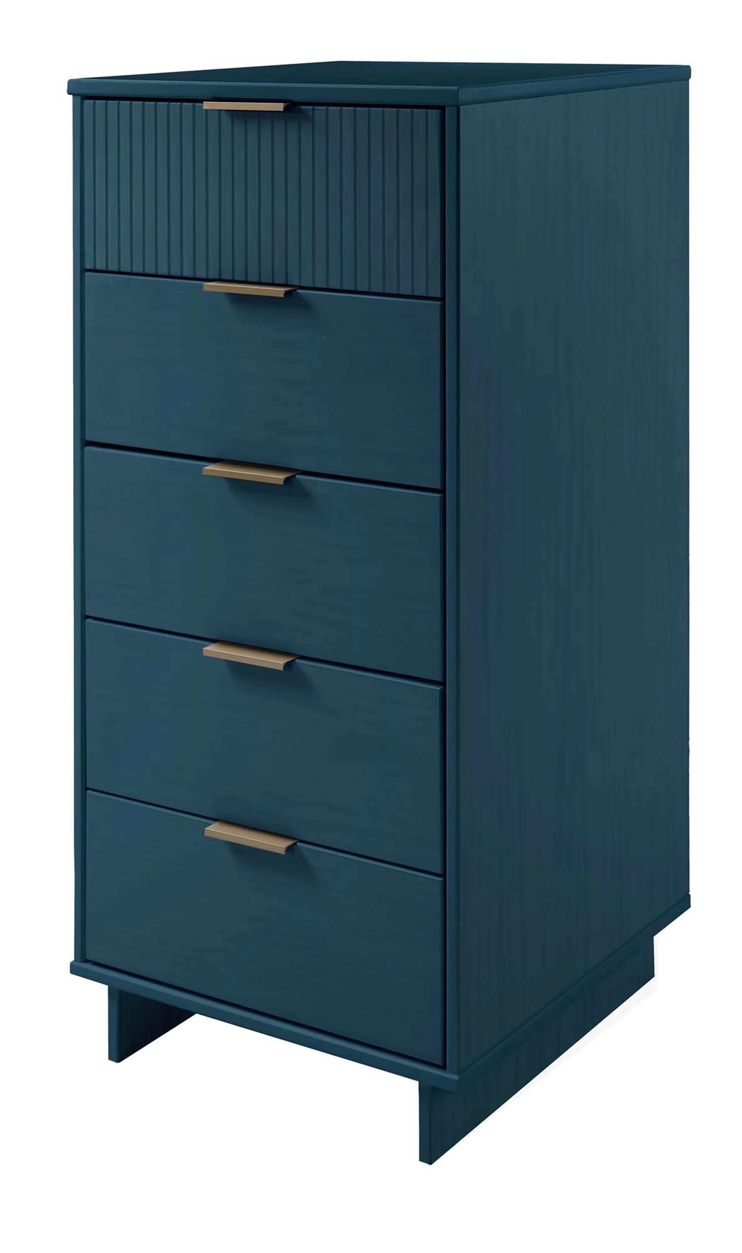 Granville 3-Piece Standard Dresser, Tall Narrow Chest and Nightstand Set in Midnight Blue - Image 10
