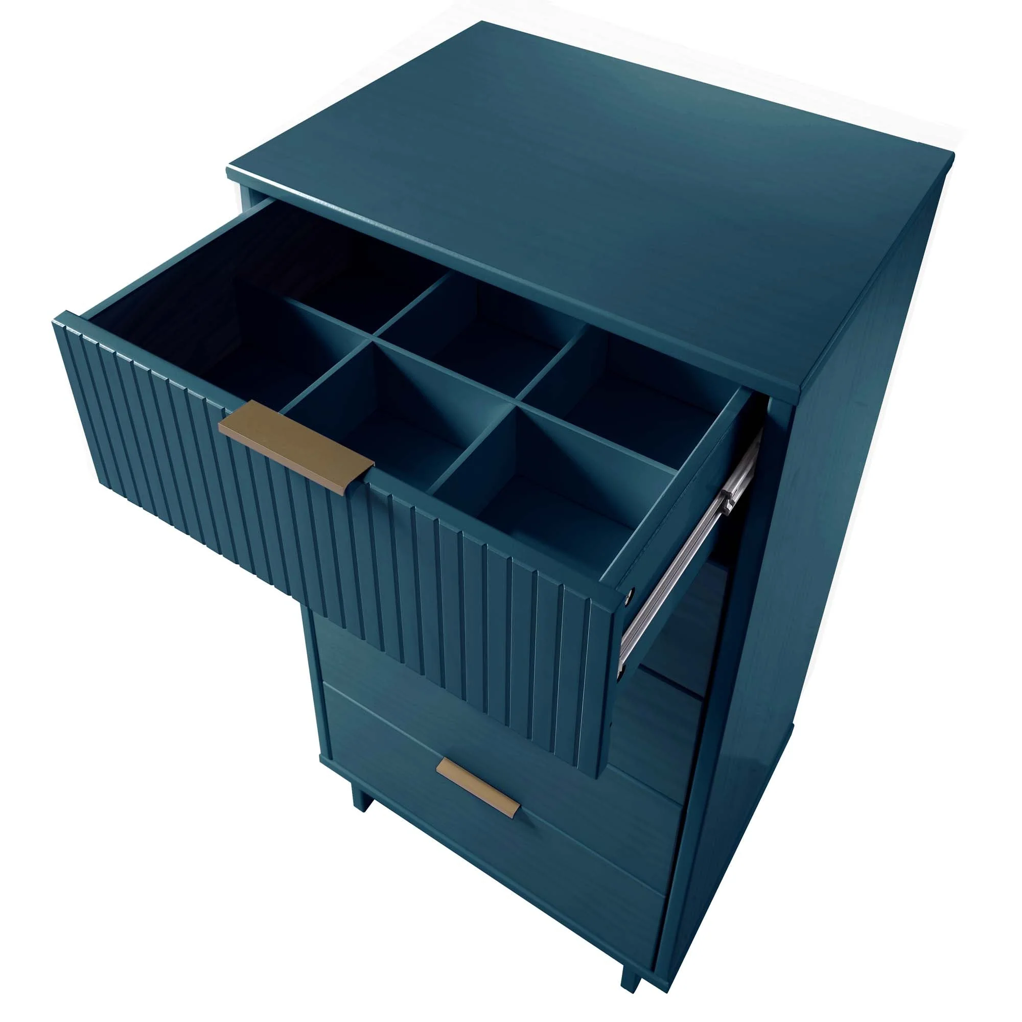Granville 3-Piece Tall Narrow Chest, Double Dresser Set and Standard Dresser Set in Midnight Blue - Image 16