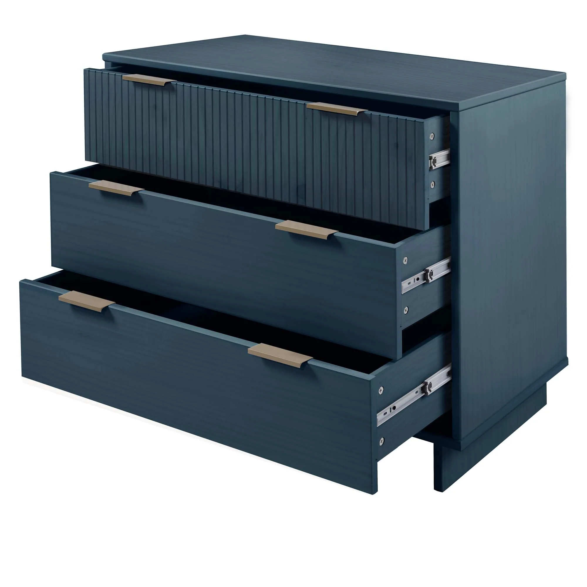 Granville 3-Piece Tall Narrow Chest, Double Dresser Set and Standard Dresser Set in Midnight Blue - Image 22