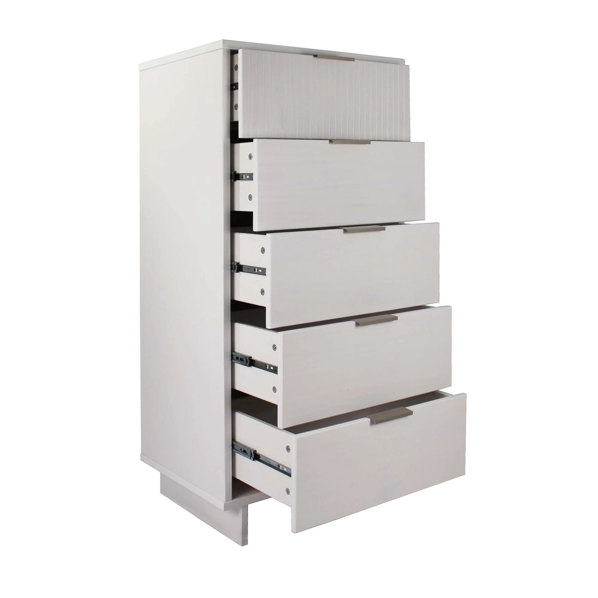 Granville 3-Piece Tall Narrow Chest, Double Dresser Set and Standard Dresser Set in White - Image 15