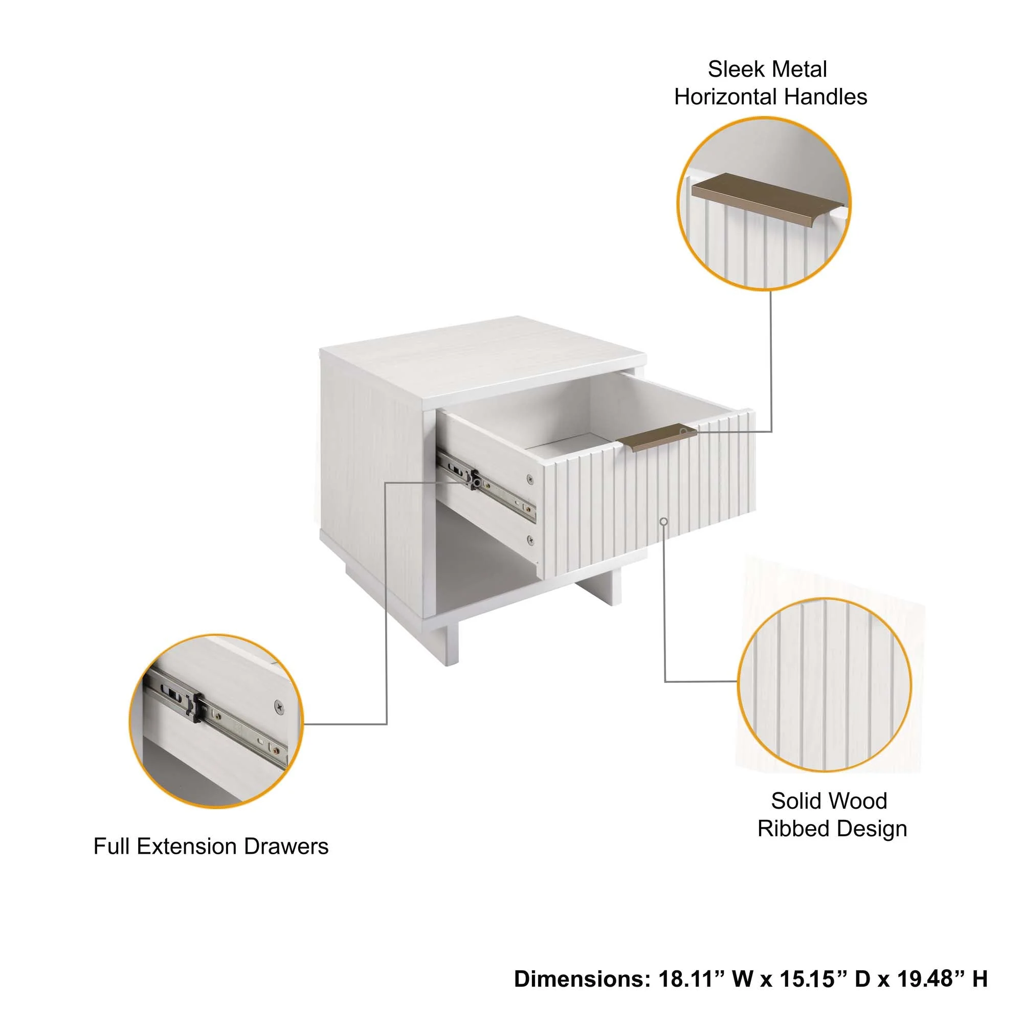 Granville Nightstand 1.0 in White - Image 4