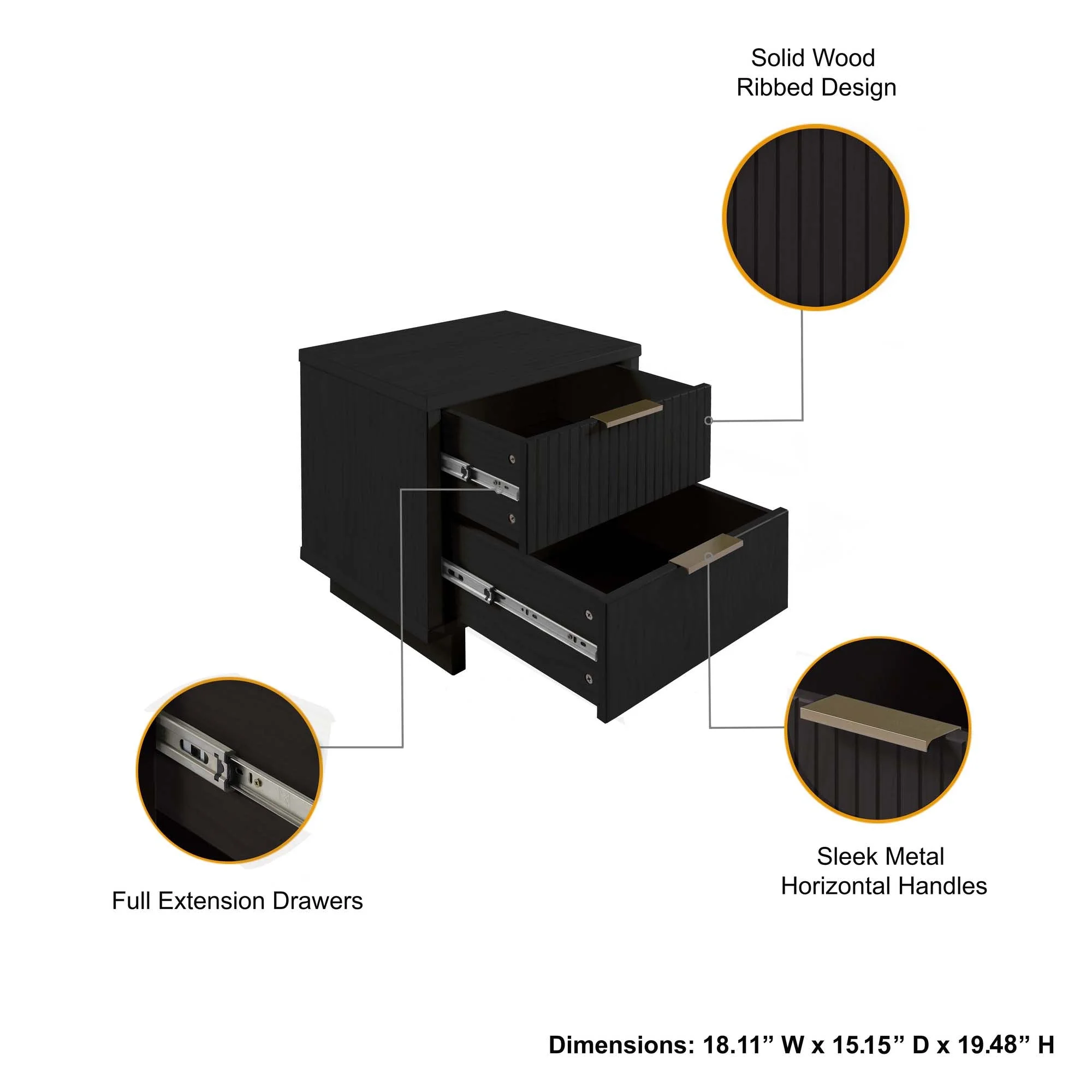 Granville Nightstand 2.0 in Black - Image 4