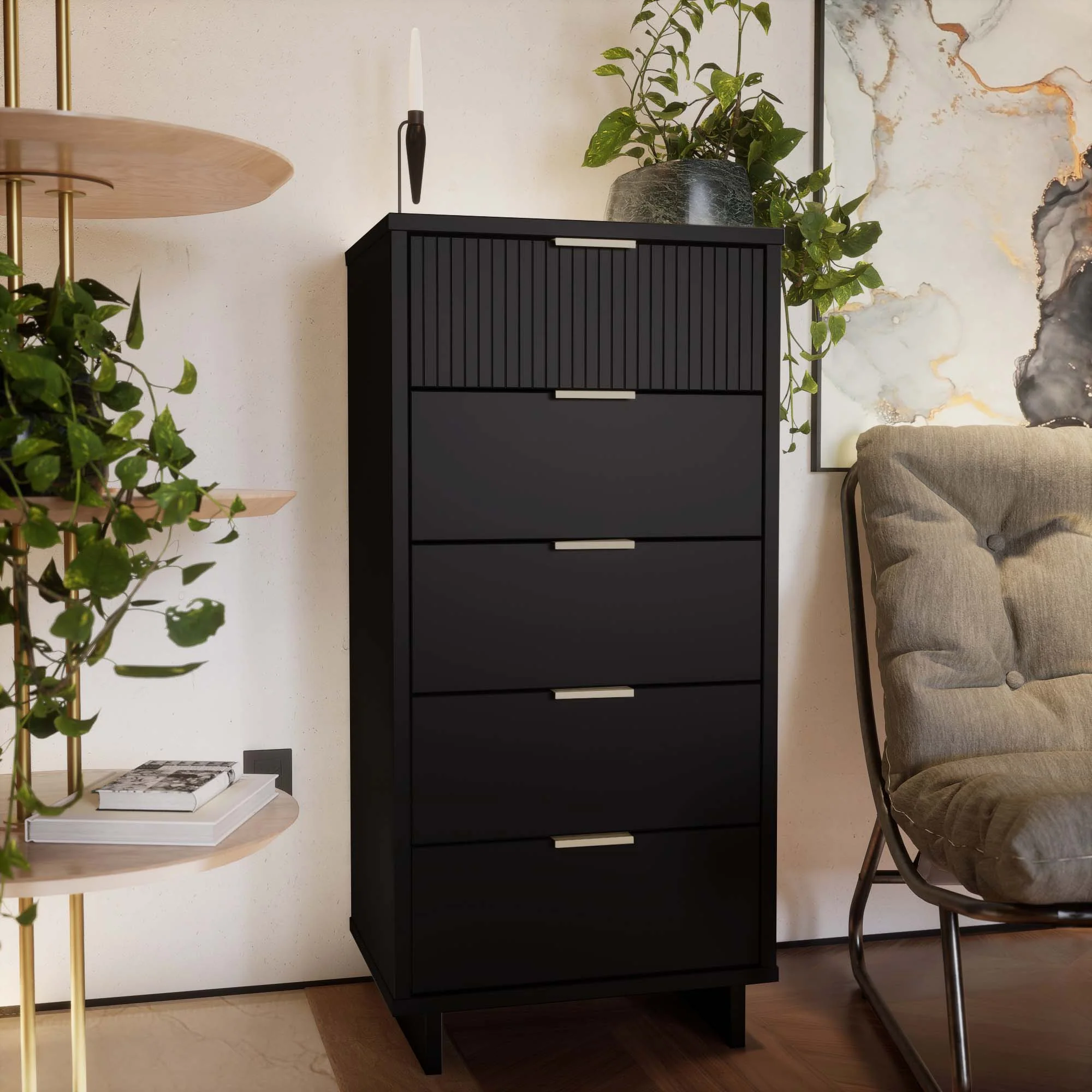 Granville Tall 23.62 Narrow Dresser in Black - Image 2