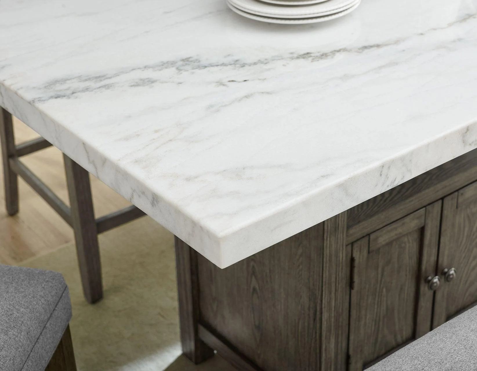 Grayson 60-inch White Marble Counter Storage Table - Image 4