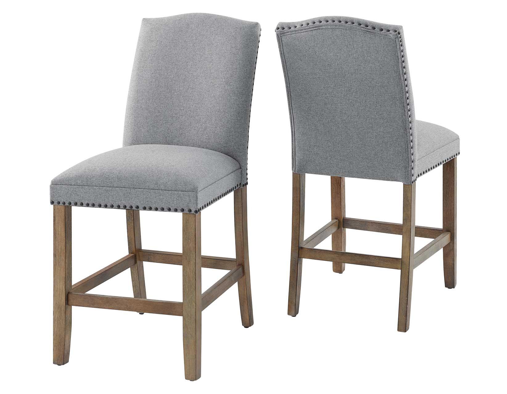 Grayson Gray 24″ Counter Stool, Upholstered with Nailhead - Image 2