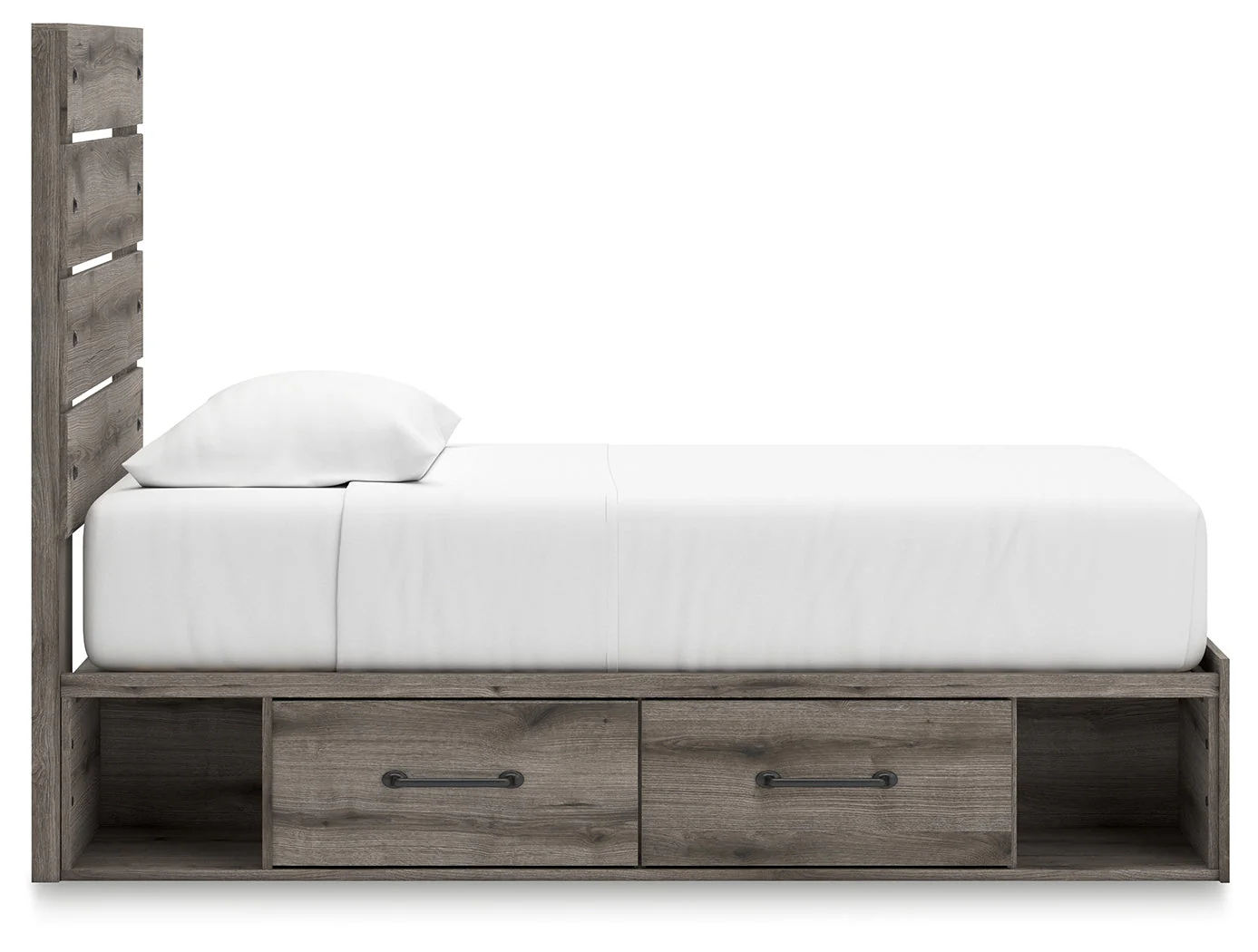 Graystorm Brown Gray Full Storage Platform Bed with 2 Drawers - Image 9